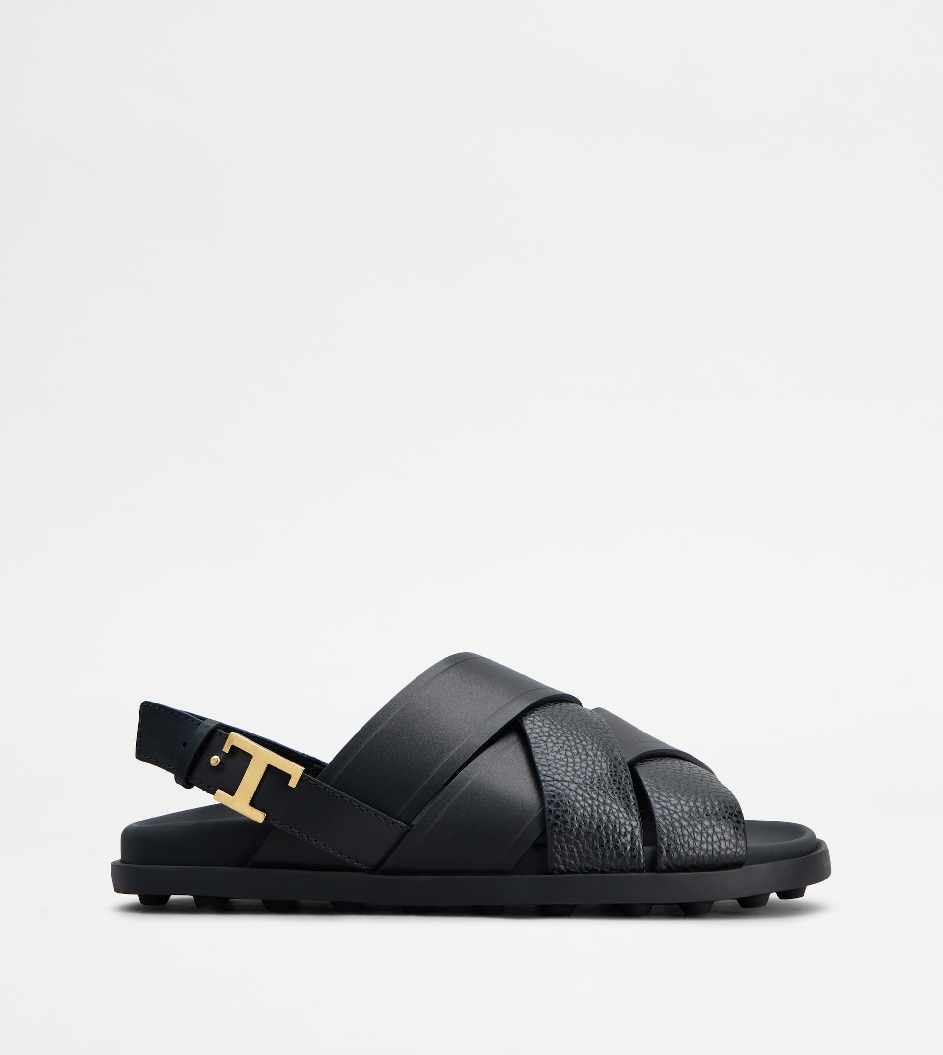 SANDALS IN LEATHER - BLACK - 1
