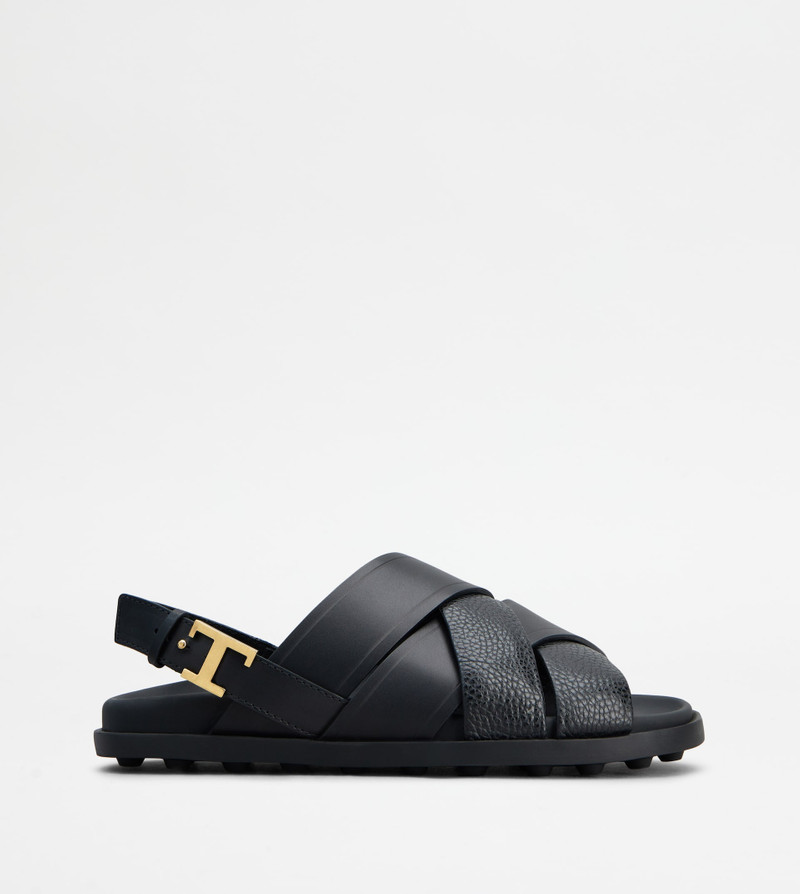 SANDALS IN LEATHER - BLACK 1