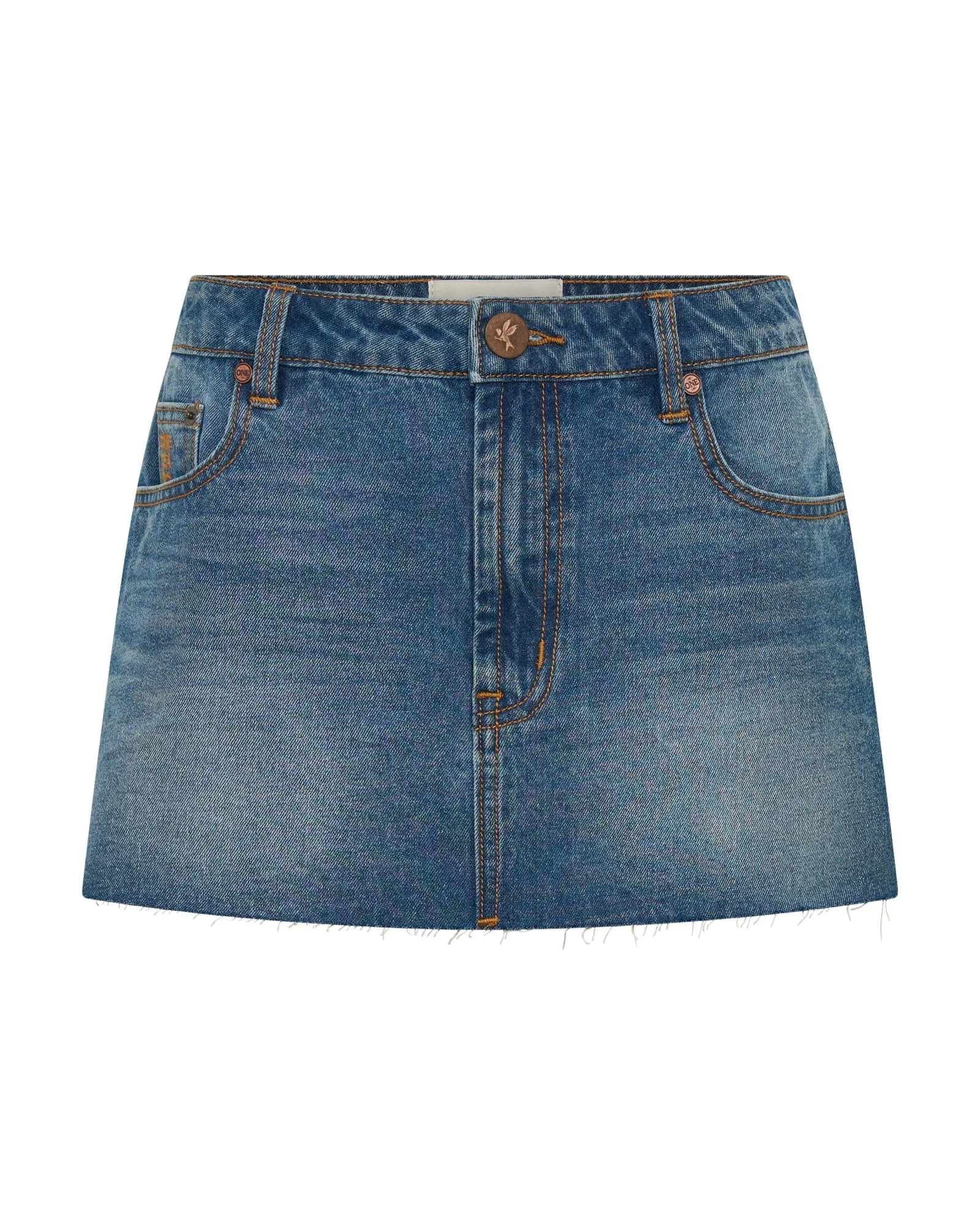Sloane Low Waist Denim Mini Skirt - Pacifica Blue - 1