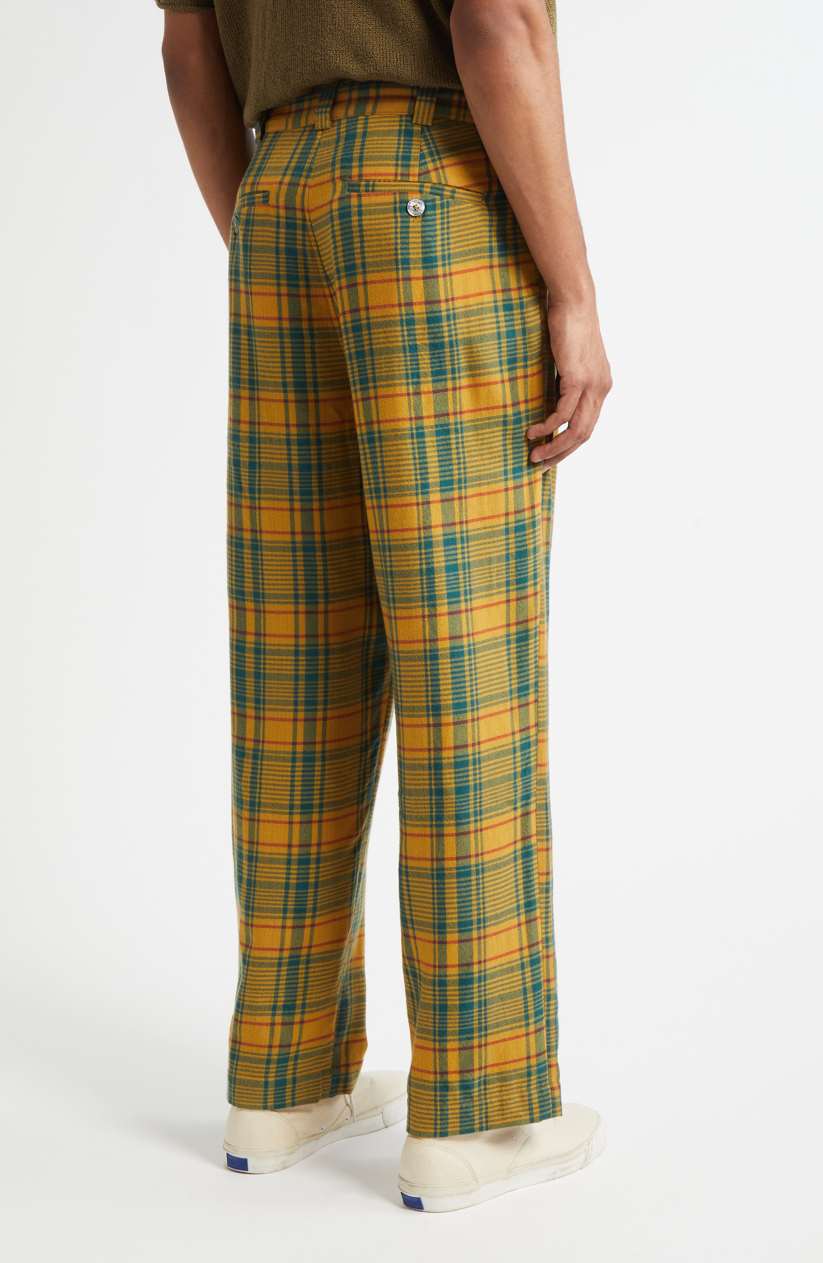 The Elder Statesman Plaid Pashmina Norm Cashmere & Wool Pants in Sunshine Plaid at Nordstrom - 2