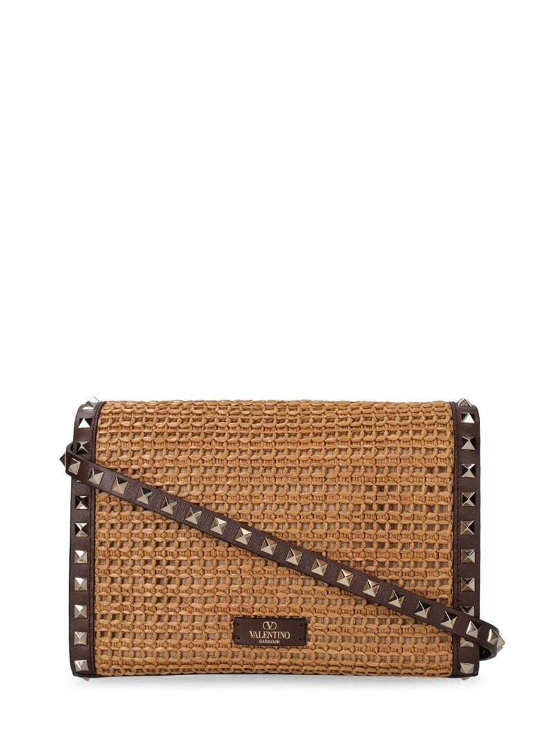 Small Rockstud raffia effect bag - 4