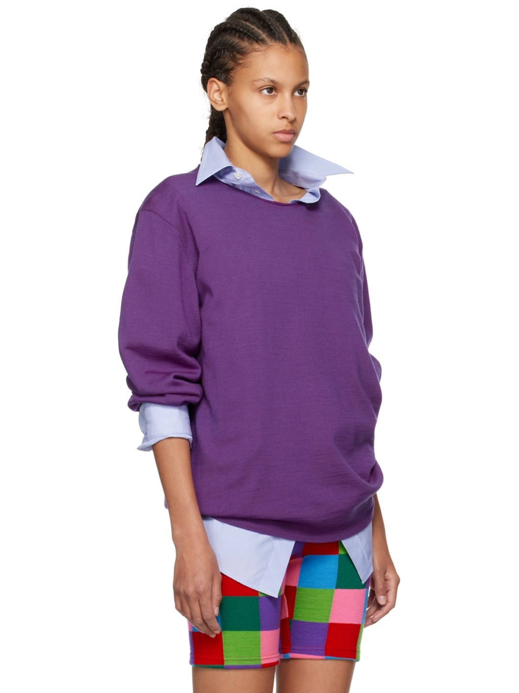 Purple Dropped Shoulder Sweater - 2