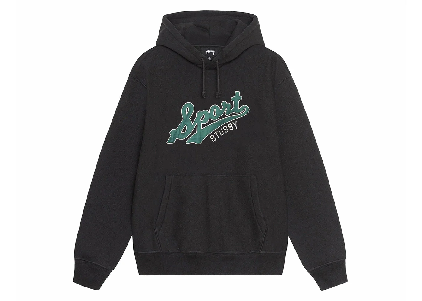 Stussy Satin Patch Oversized Hoodie Washed Black - 1