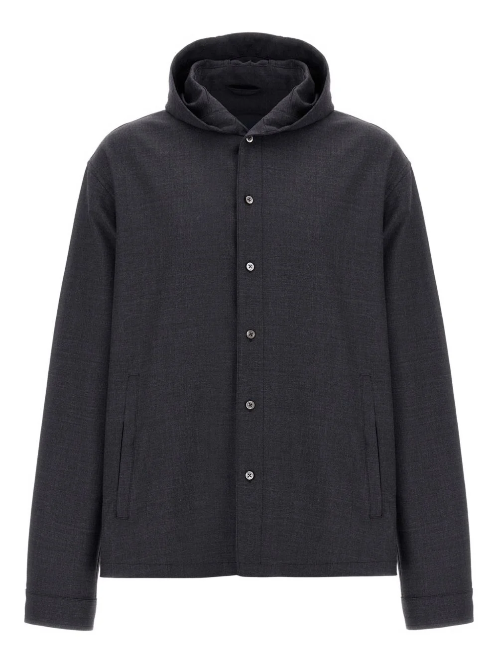 button-fastening hooded jacket - 1