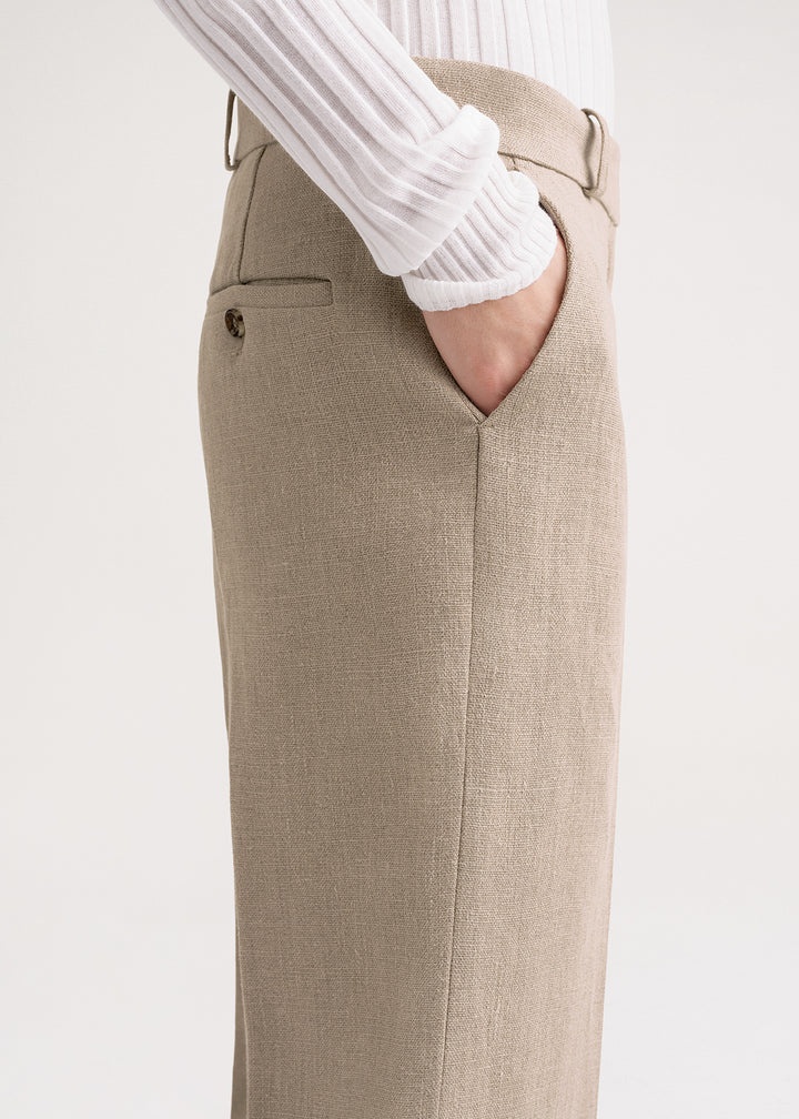 Mid-waist straight trousers wheat mélange - 5