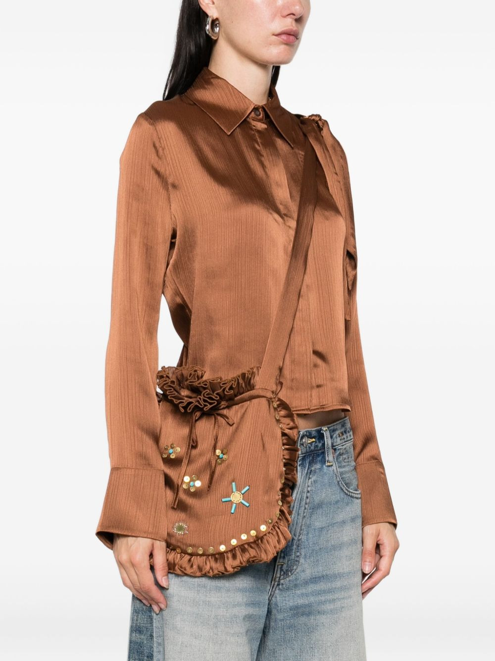 pointed-collar buttoned blouse - 3