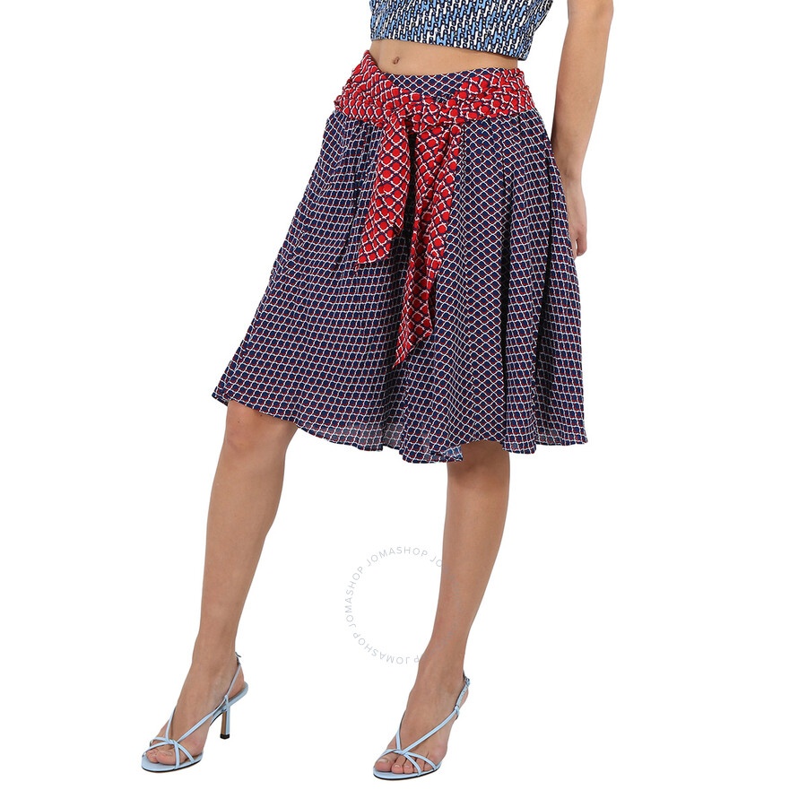 Kenzo Ladies Panelled Geometric-print Flared Skirt - 2