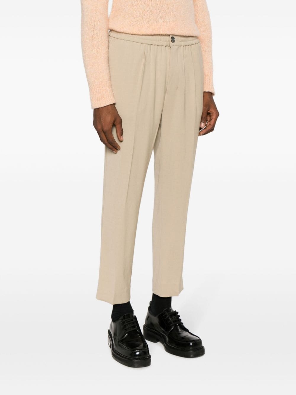 elasticated-waist cropped trousers - 5