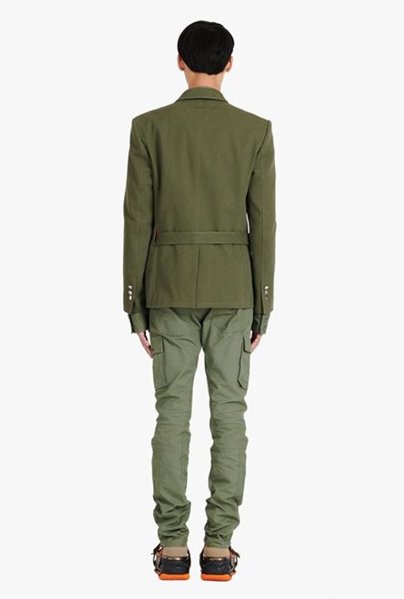 Asymmetrical khaki and orange cotton blazer 3