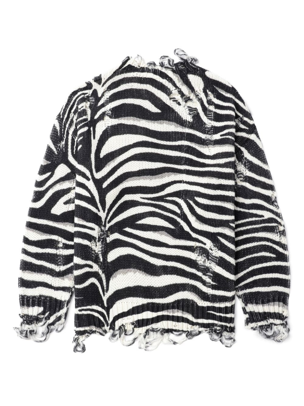 ripped zebra-print jumper - 6