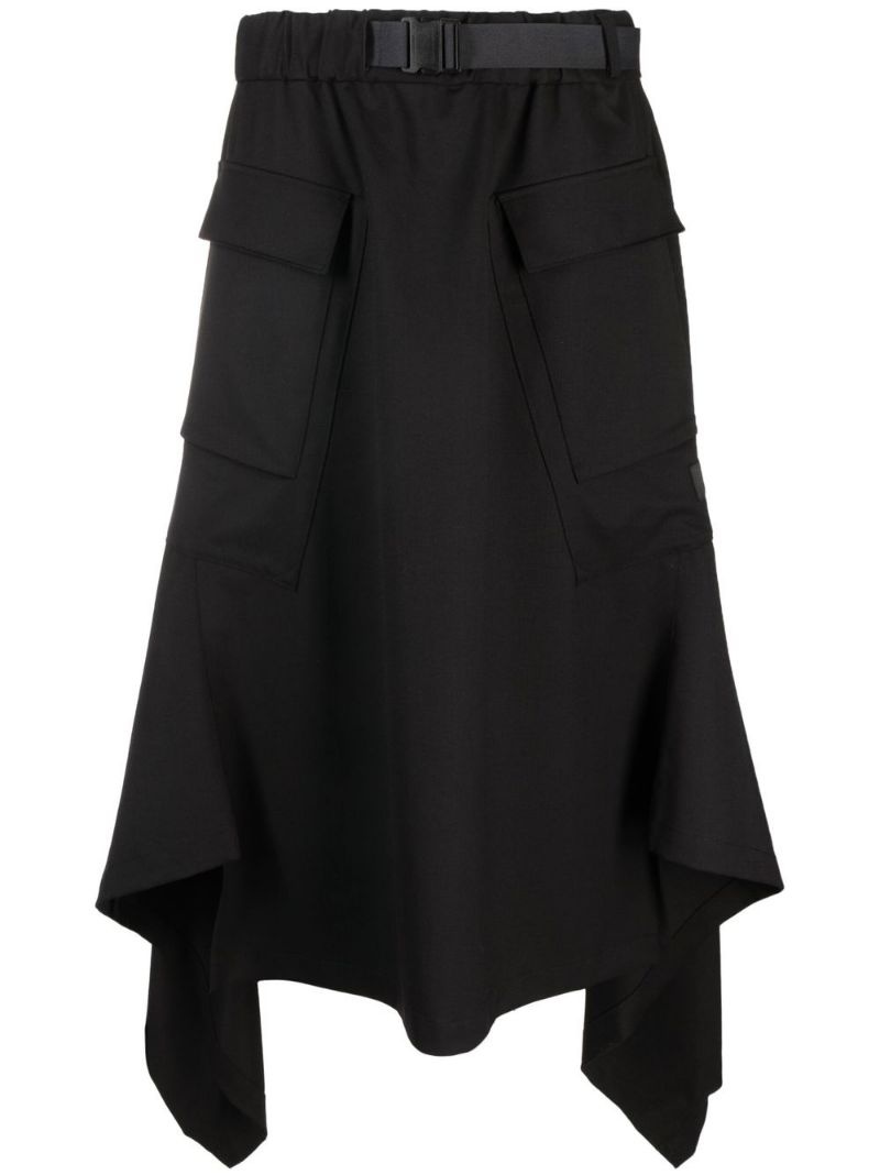 belted asymmetric midi skirt - 1