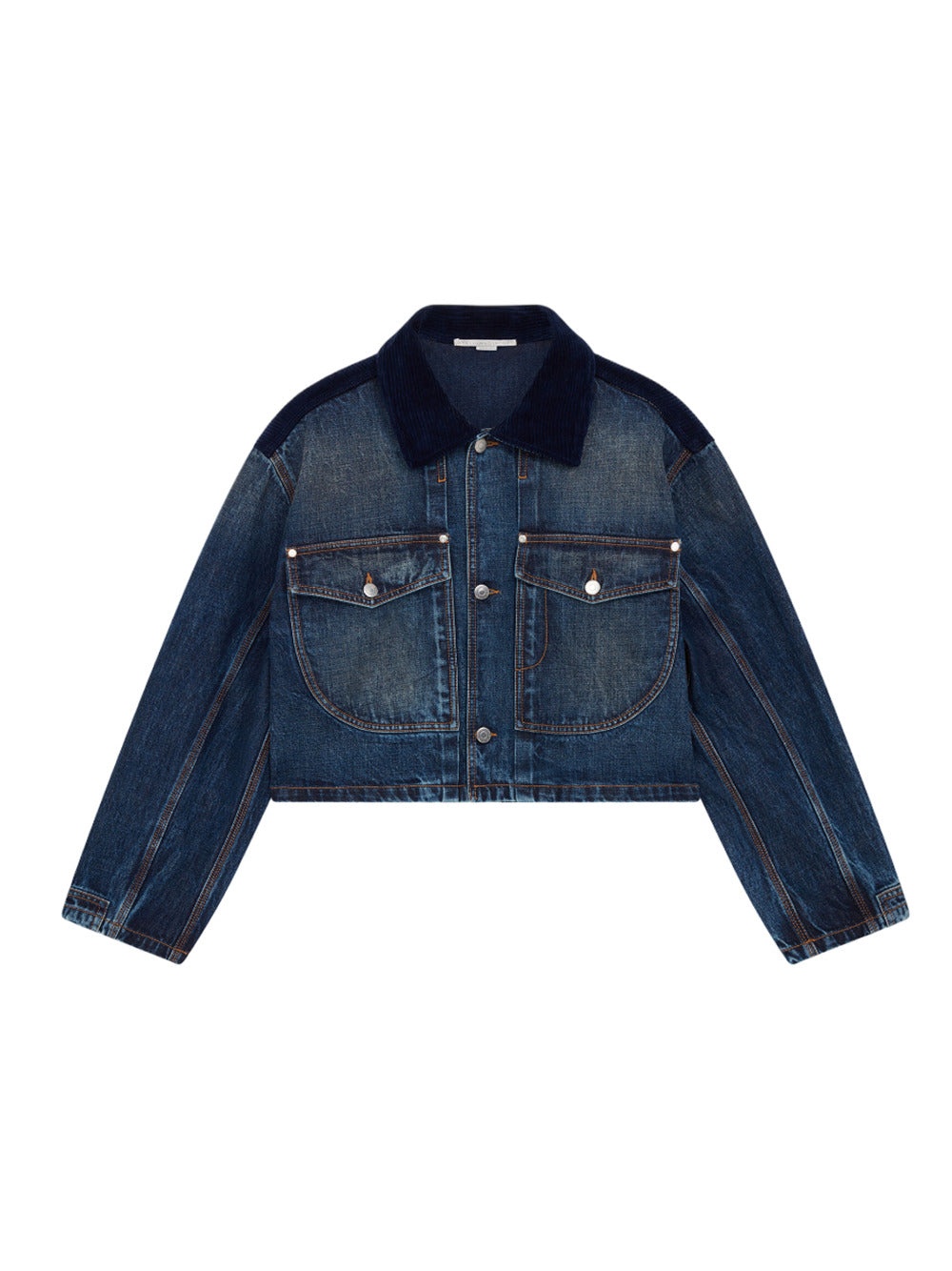 Dark vintage corduroy detailed denim jacket vintage dark - 1