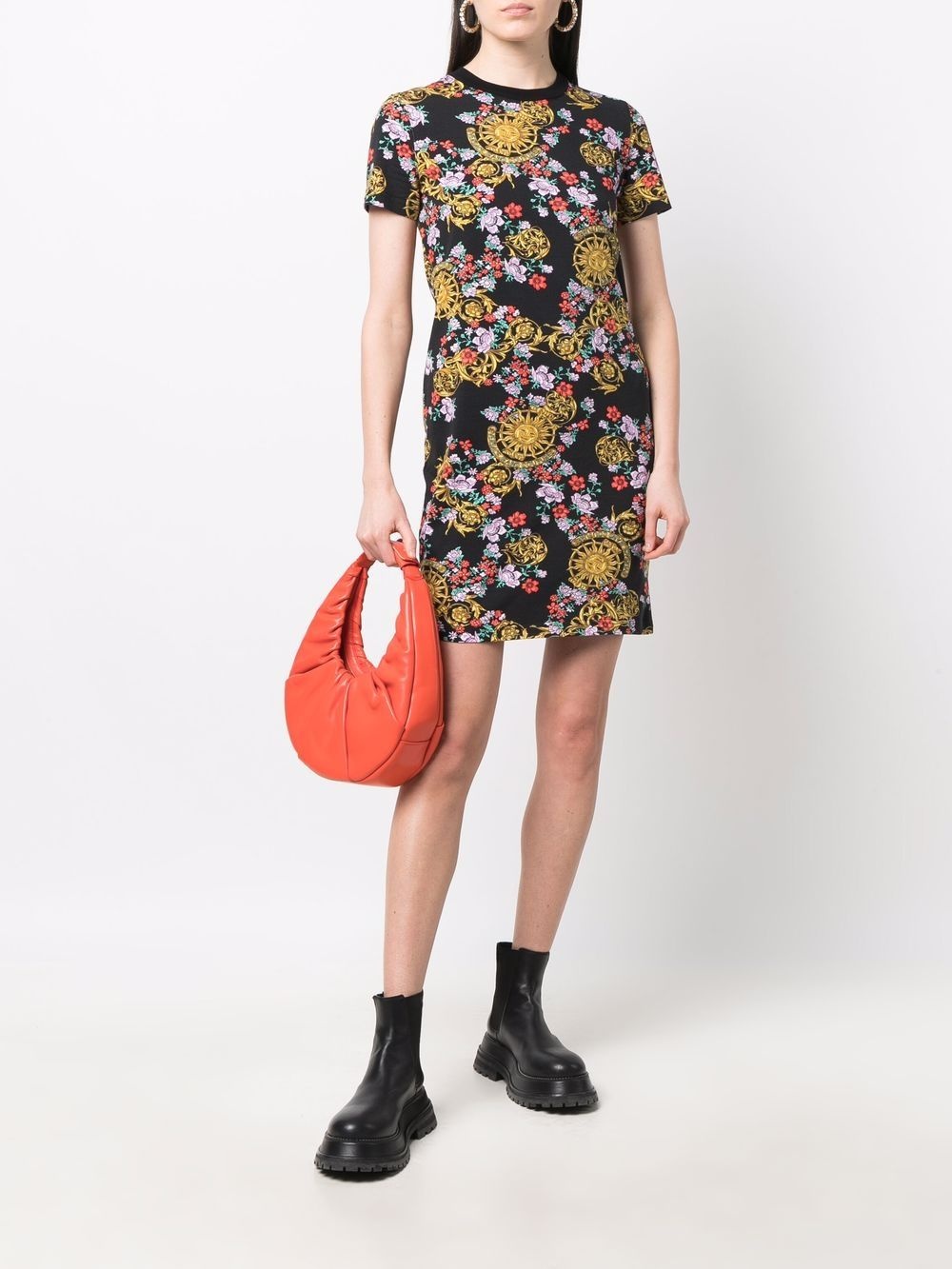 mix-print T-shirt dress - 2