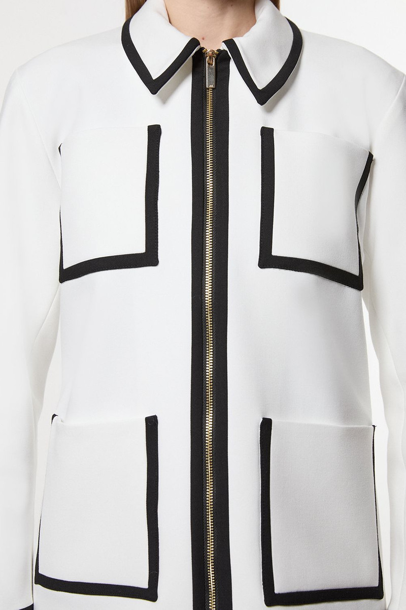 KAREN MILLEN Compact Stretch Tipped Pocketed Tailored Jacket outlook