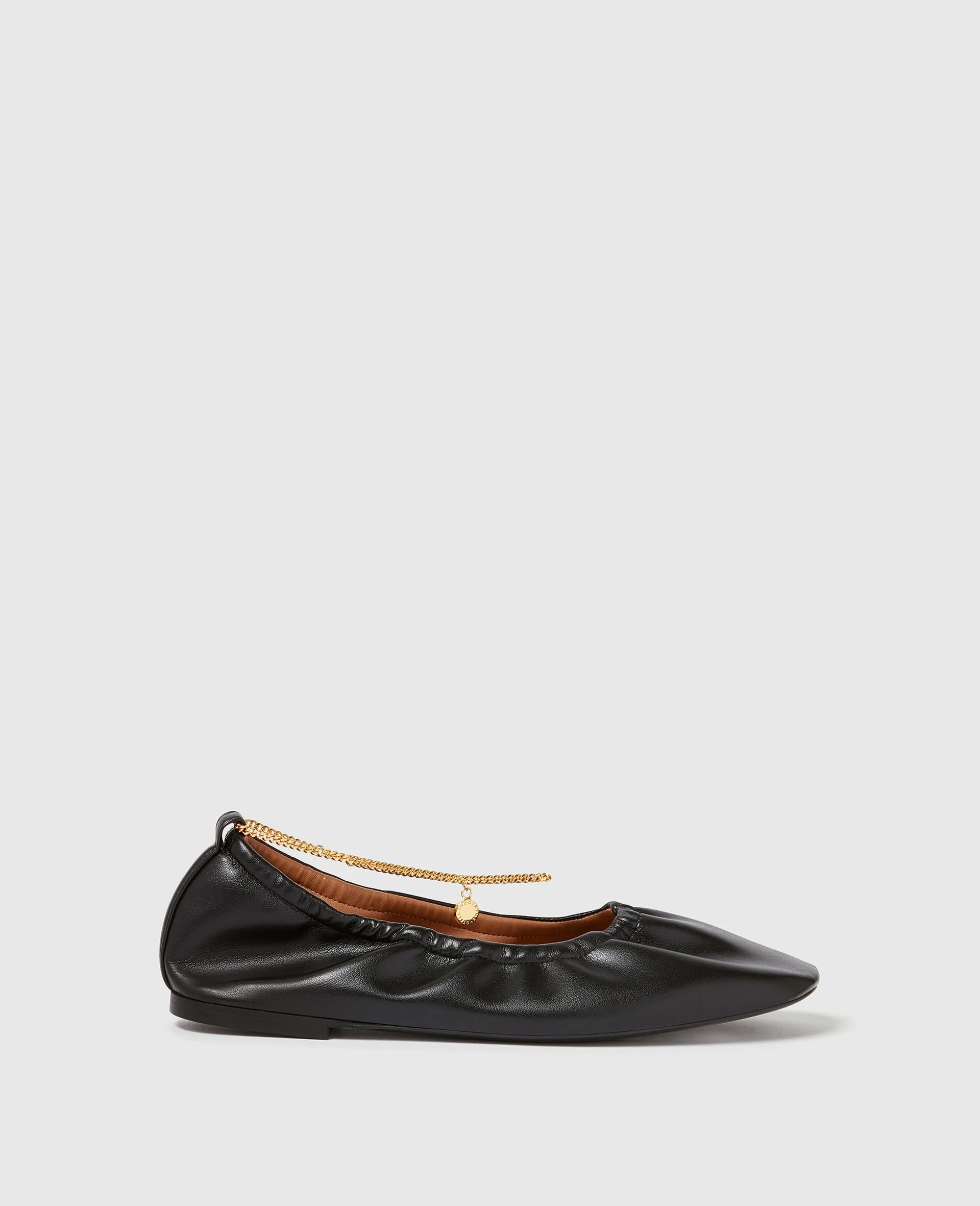 Chain-Detail Stretch Ballerina Flats - 1