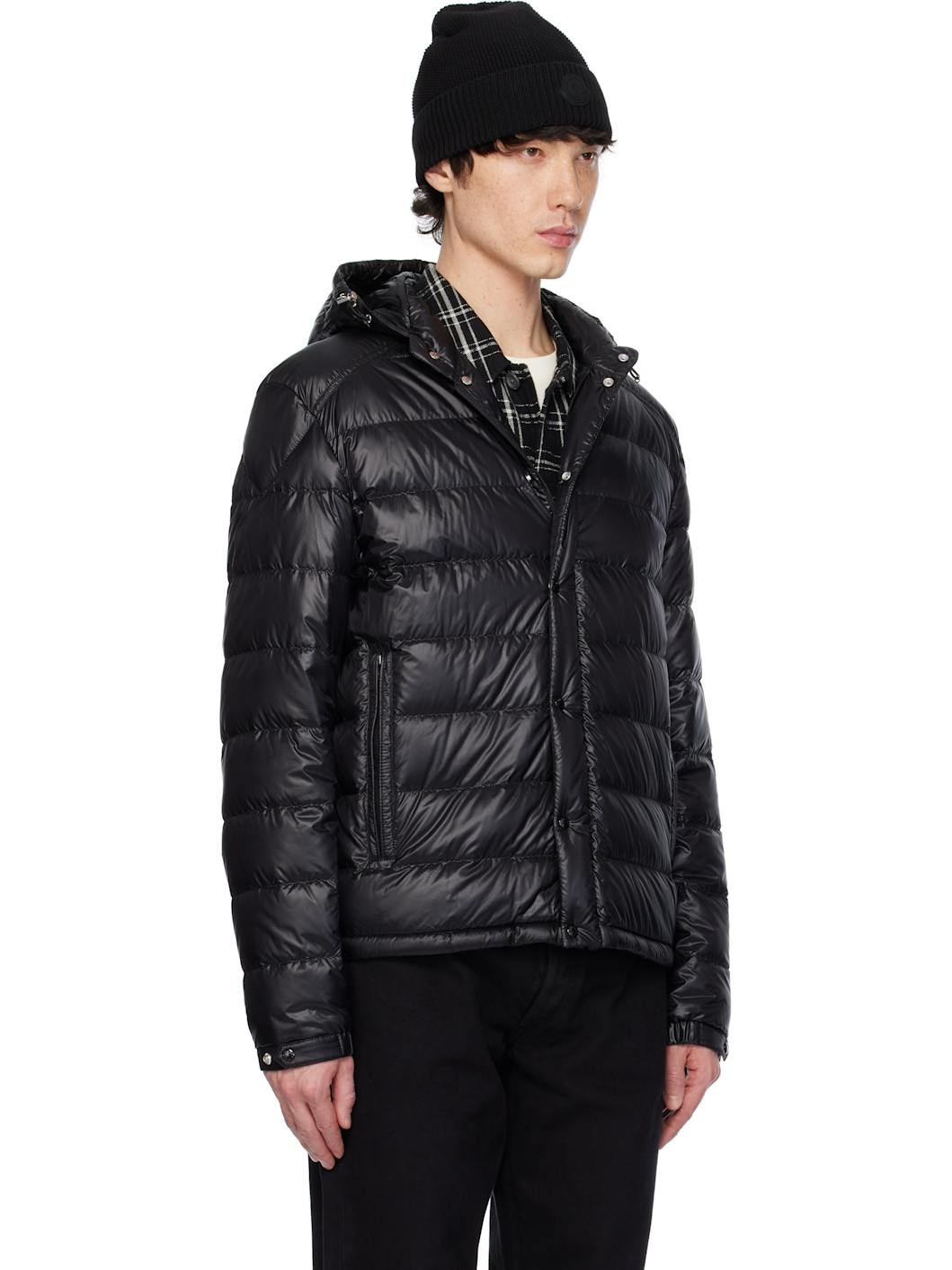 Black Gliere Hooded Short Down Jacket - 2