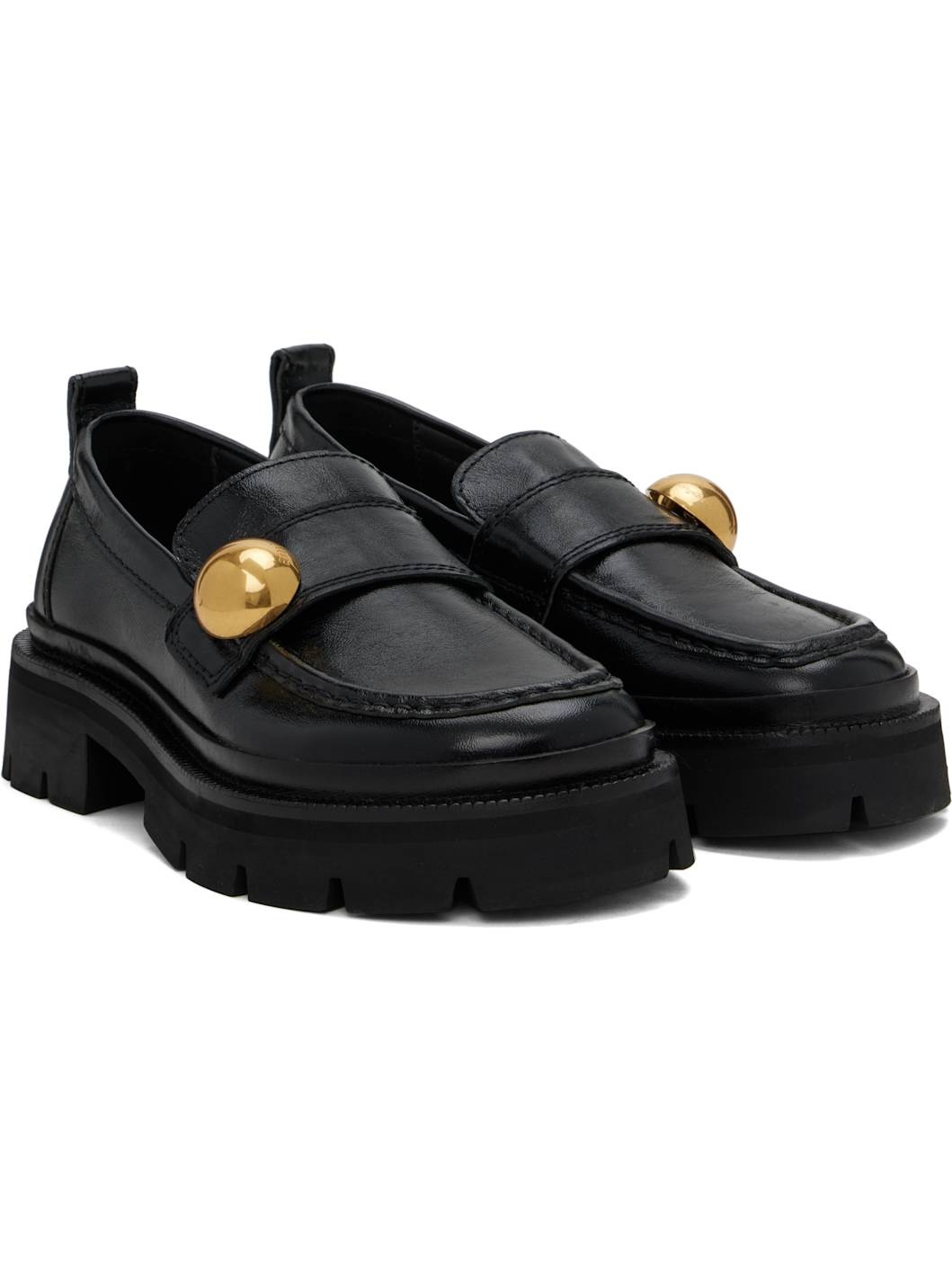 Black Embellished Loafers - 4