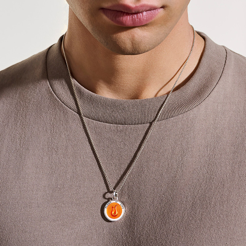 Flame Talisman Necklace, Sterling Silver, Enamel 4