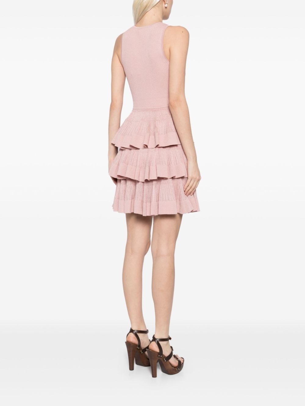 illustration ruffle mini dress - 4