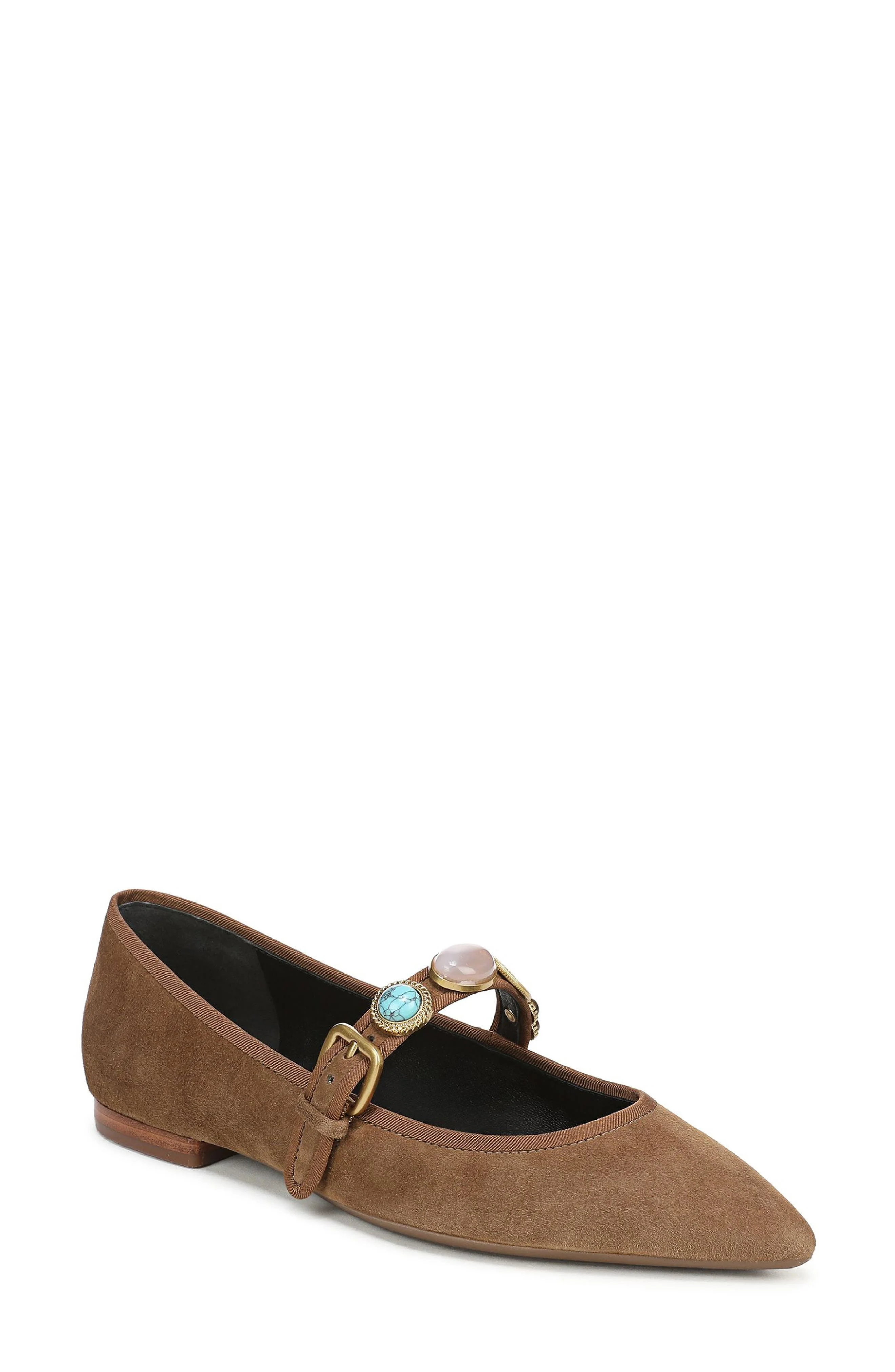 Veronica Beard Selene Charms Pointed Toe Flat in Chestnut at Nordstrom - 1