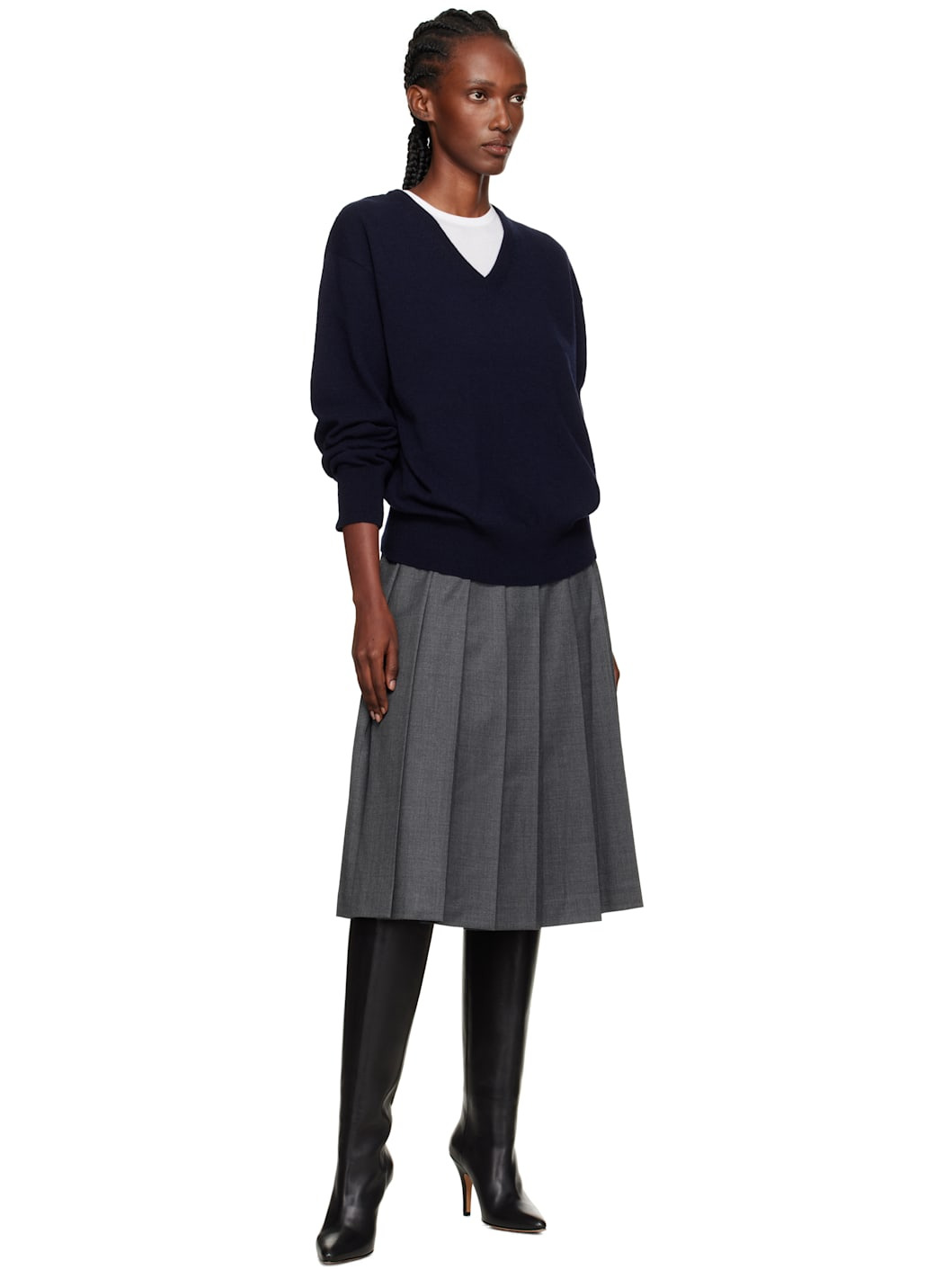 Navy Puno V-Neck Pullover Sweater - 4