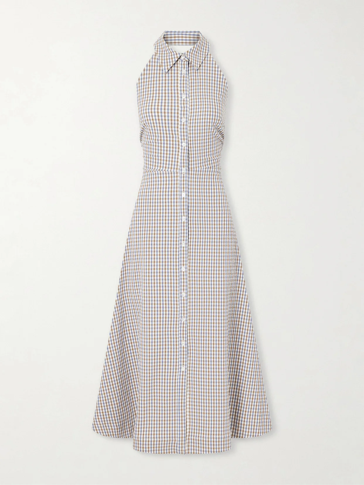Mackey Checked Cotton-seersucker Midi Dress - 1