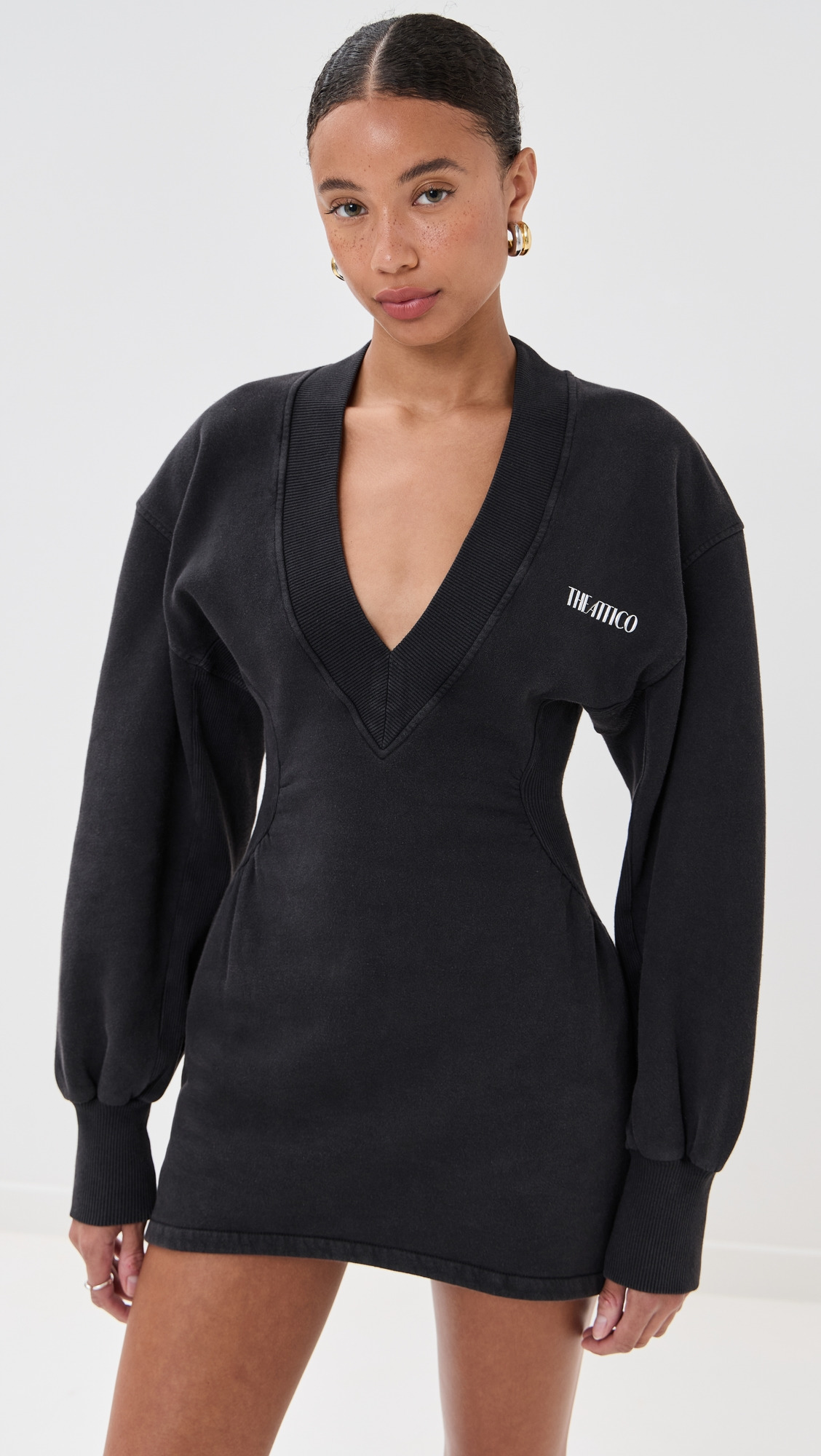 Long Sleeve V Neck Dress - 6