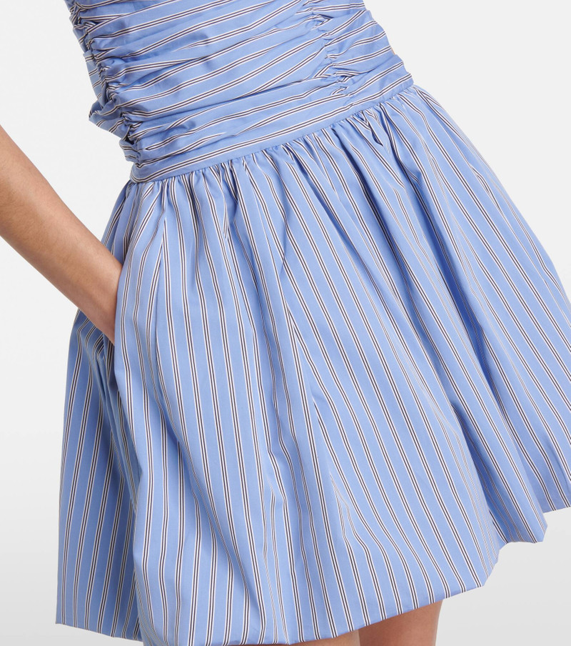 Striped gathered cotton poplin minidress 4