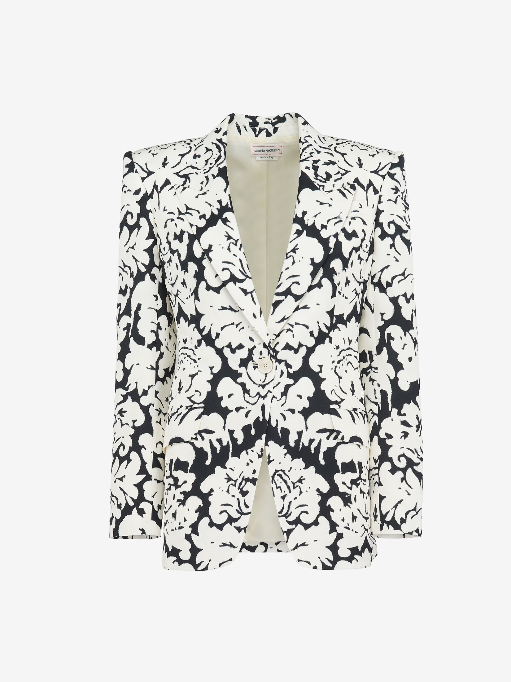 Women's Damask Single-breasted Jacket in Black/ivory - 1