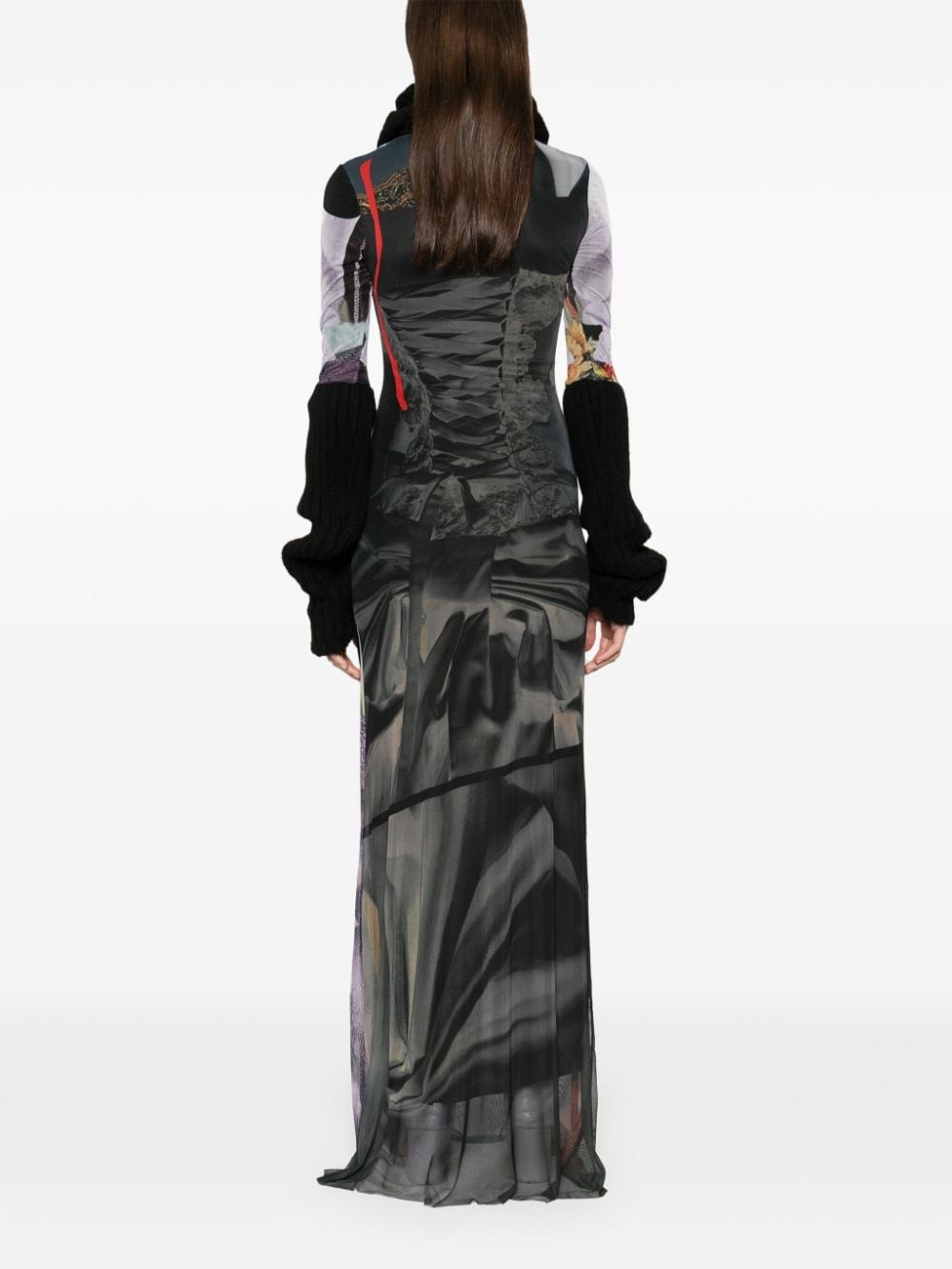 mesh turtleneck maxi dress - 4