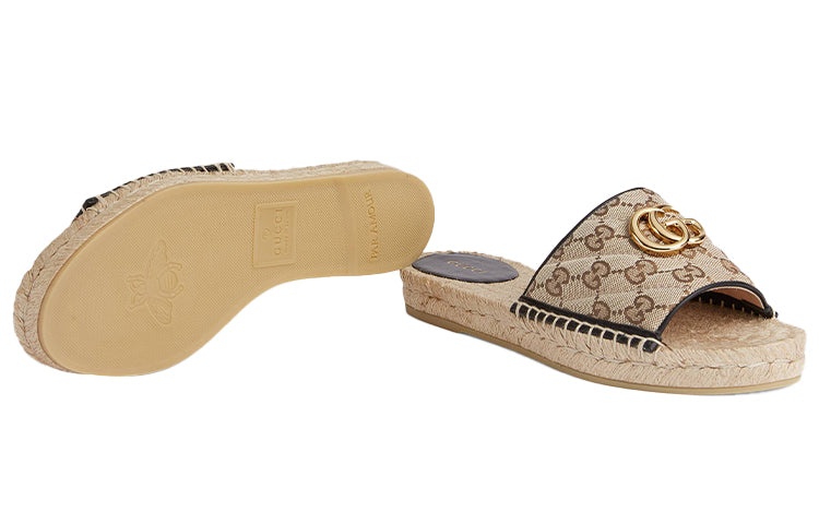 (WMNS) Gucci GG matelass canvas espadrille sandal 'Brown' 620120-KQWM0-9765 - 6