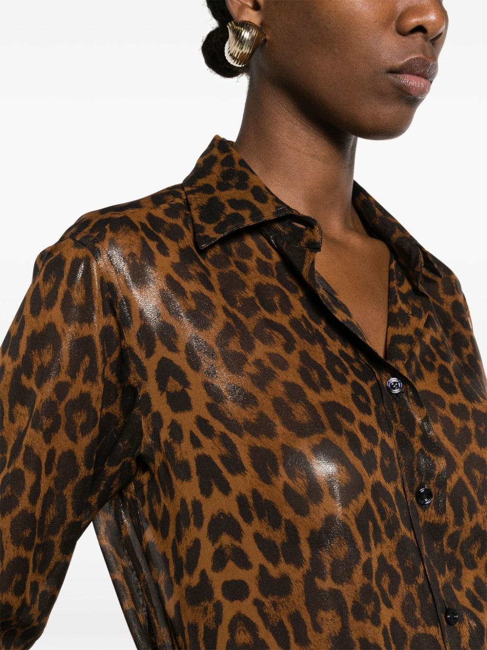 leopard-print silk shirt - 5