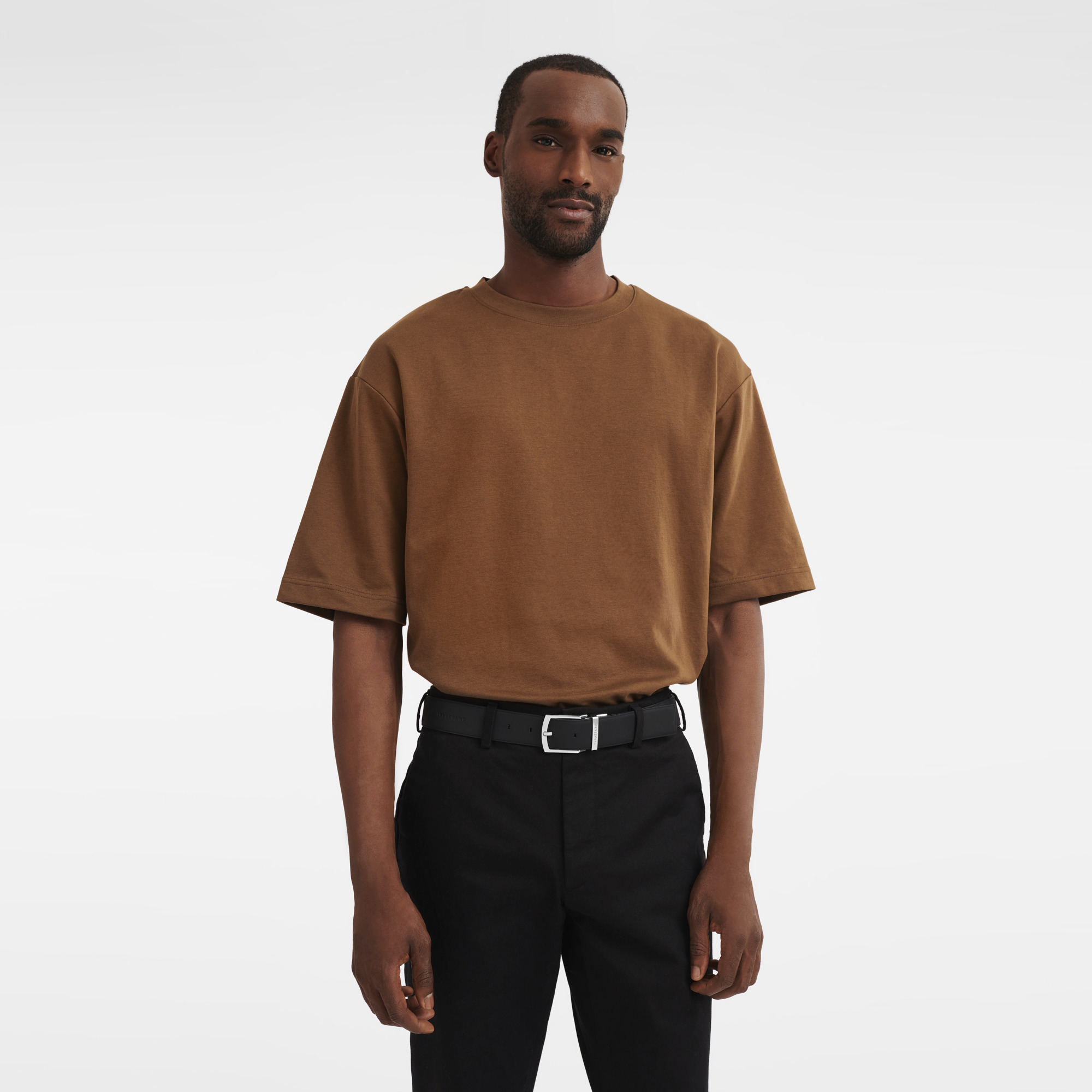 Le Foulonné Men's belt Mocha/Black - Leather - 4