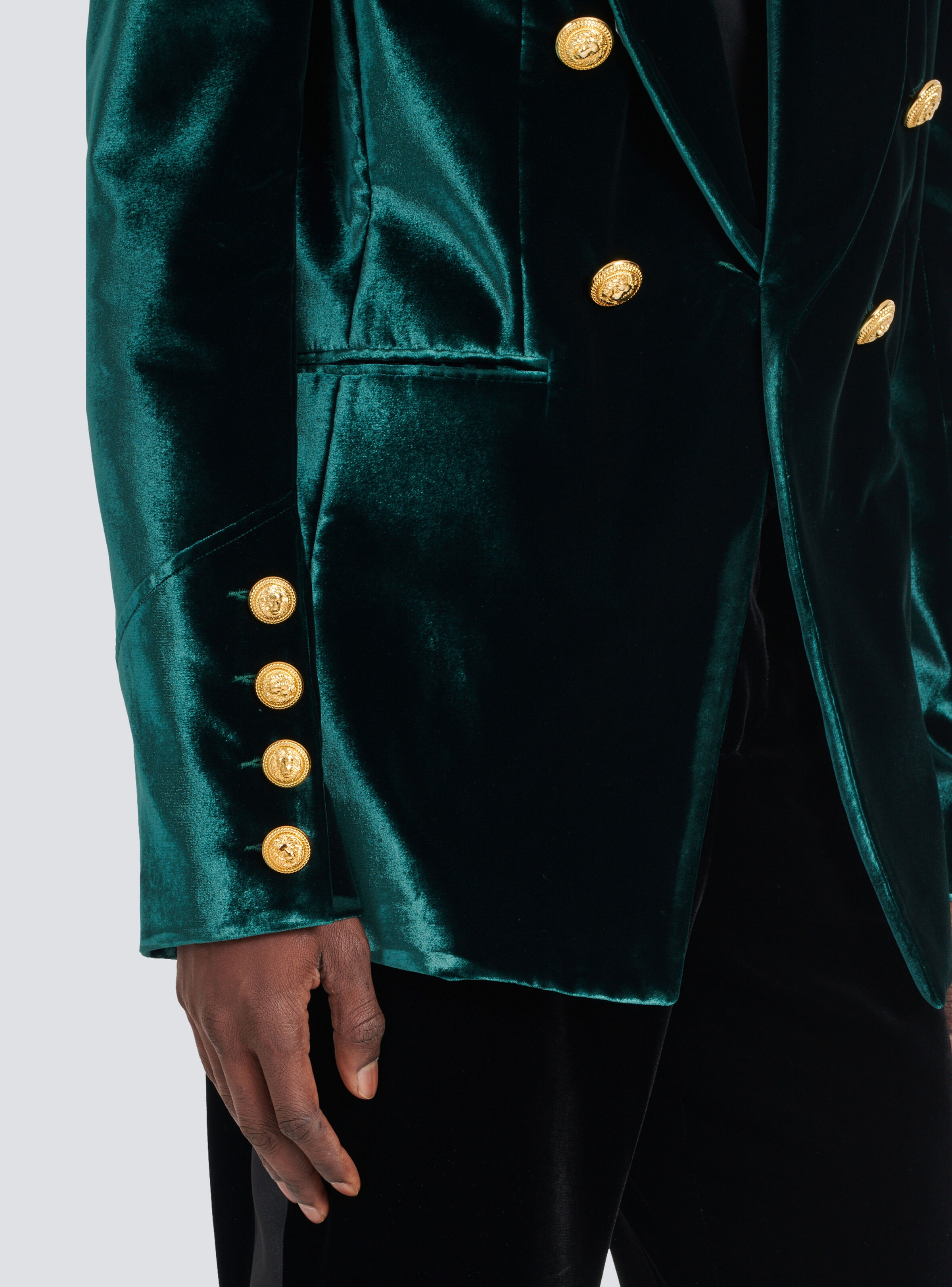 Velvet blazer with monogram lining - 8