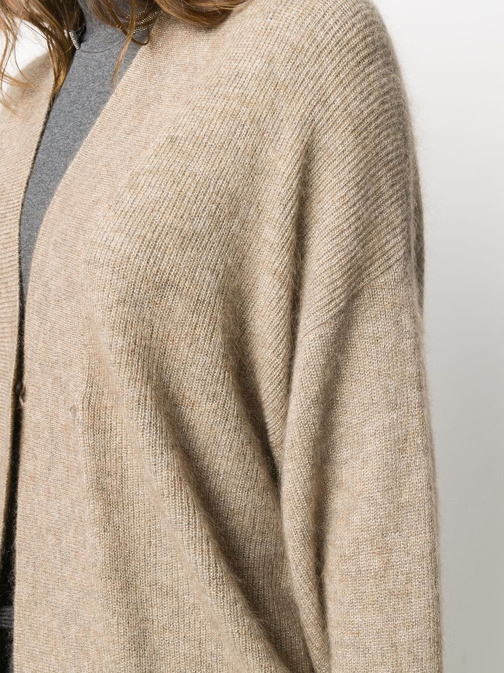 oversized metallic thread detail cardigan - 5