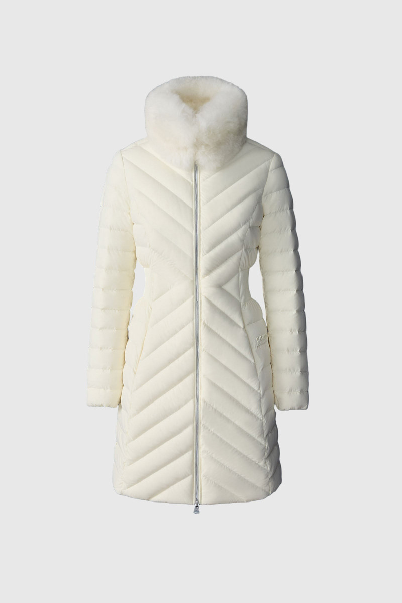 LYRIS Quilted Down Coat with Removable Shearling Collar 1