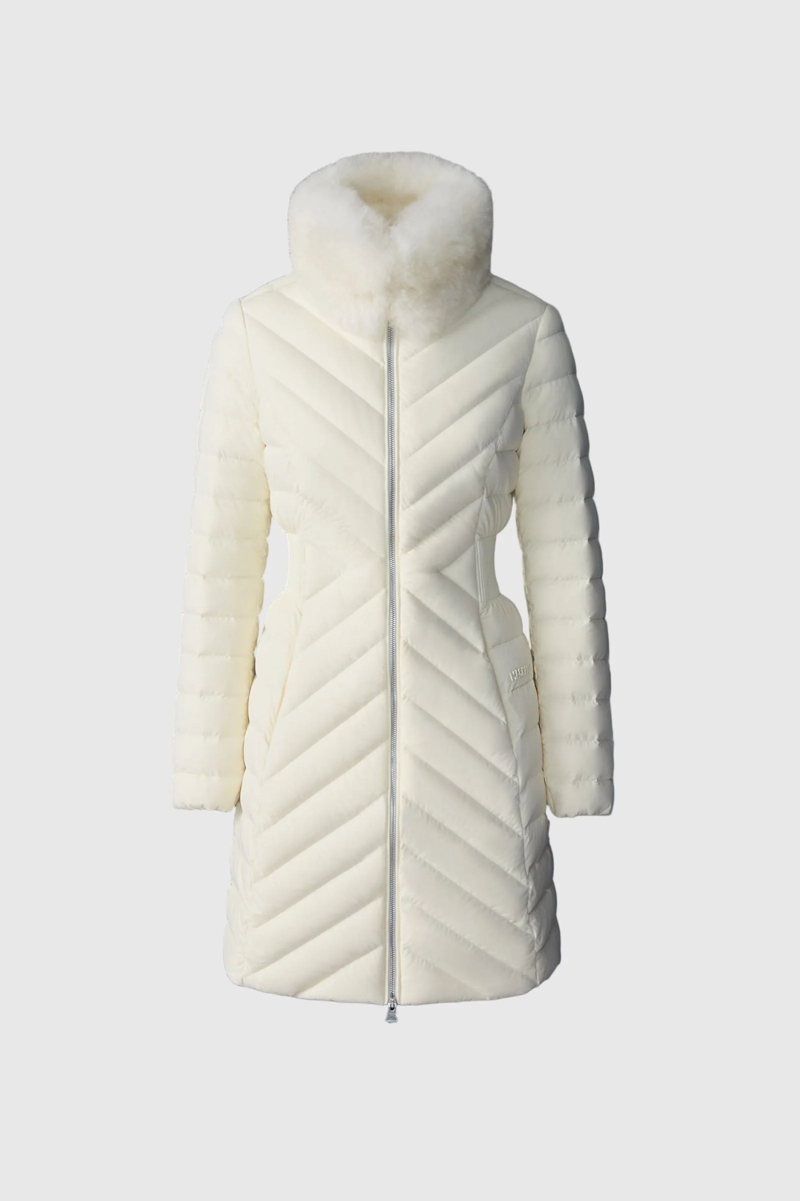 LYRIS Quilted Down Coat with Removable Shearling Collar - 1