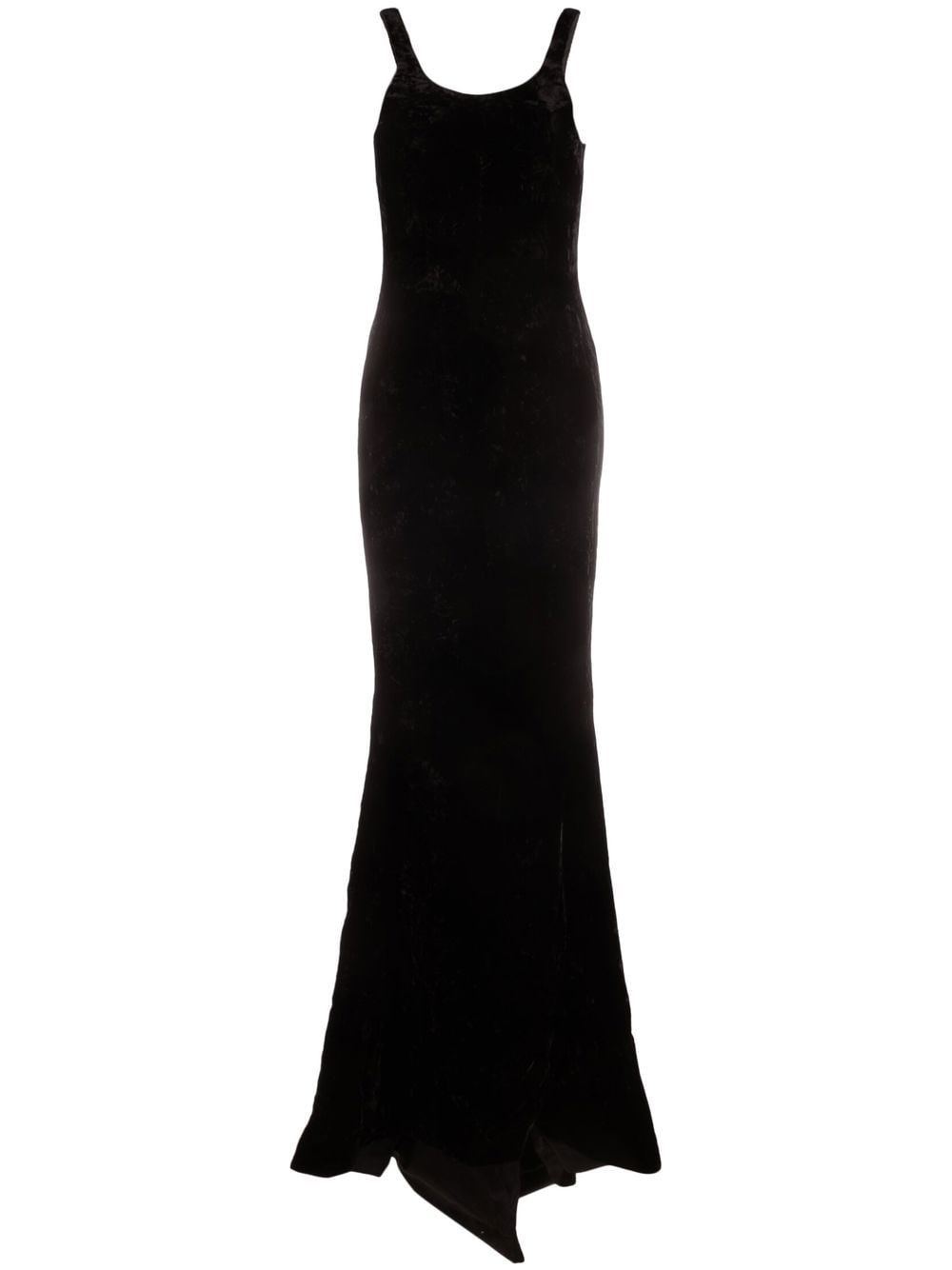 velvet sleeveless evening dress - 1