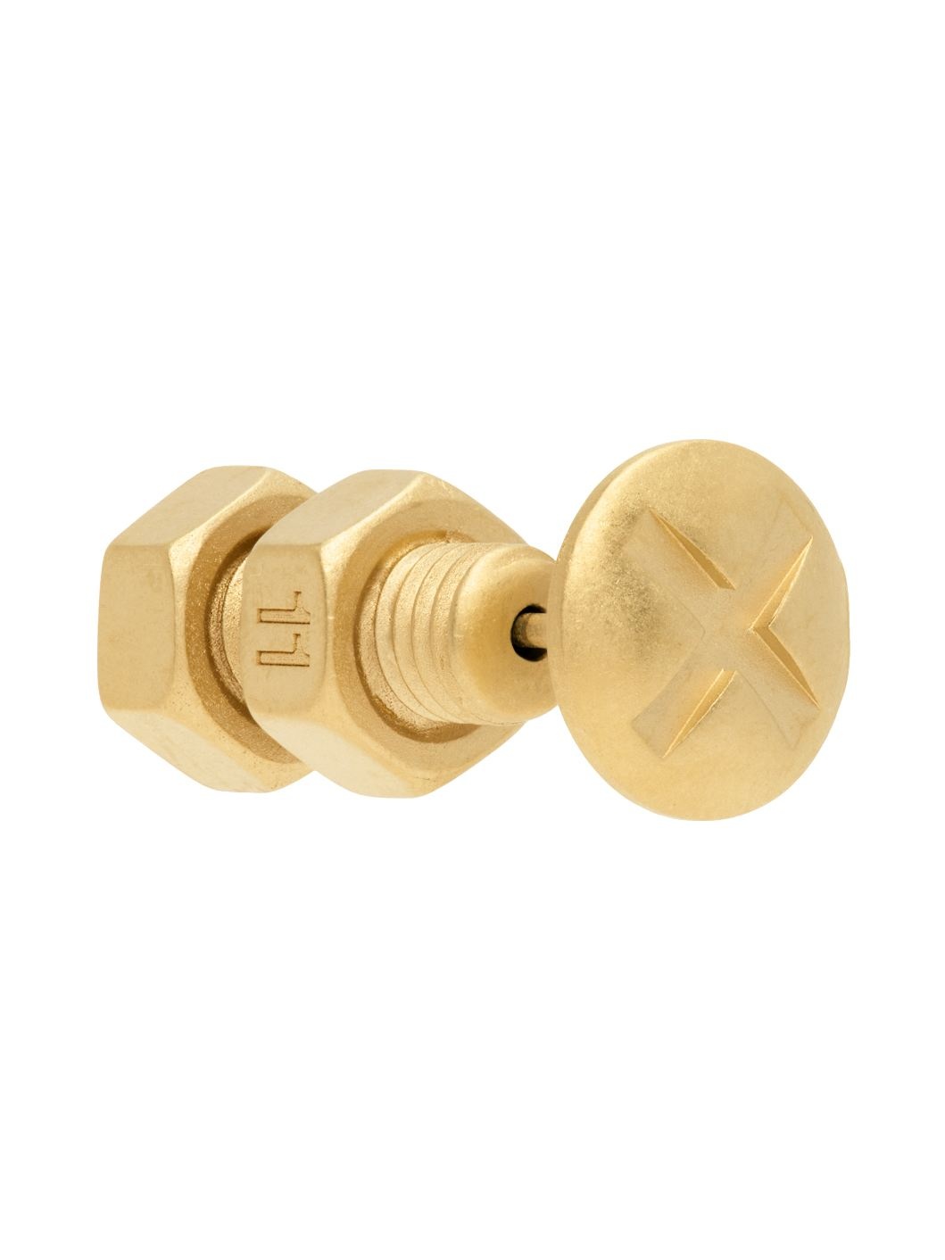 Gold Bolt & Nut Screw Single Earring - 2