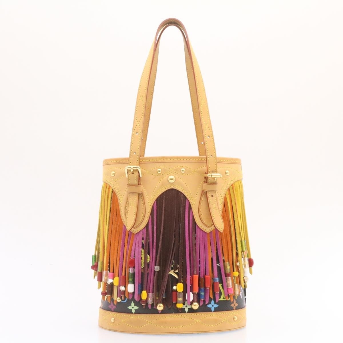 LOUIS VUITTON Monogram Multicolor Bucket Frange Totebag Black M40110 - 2