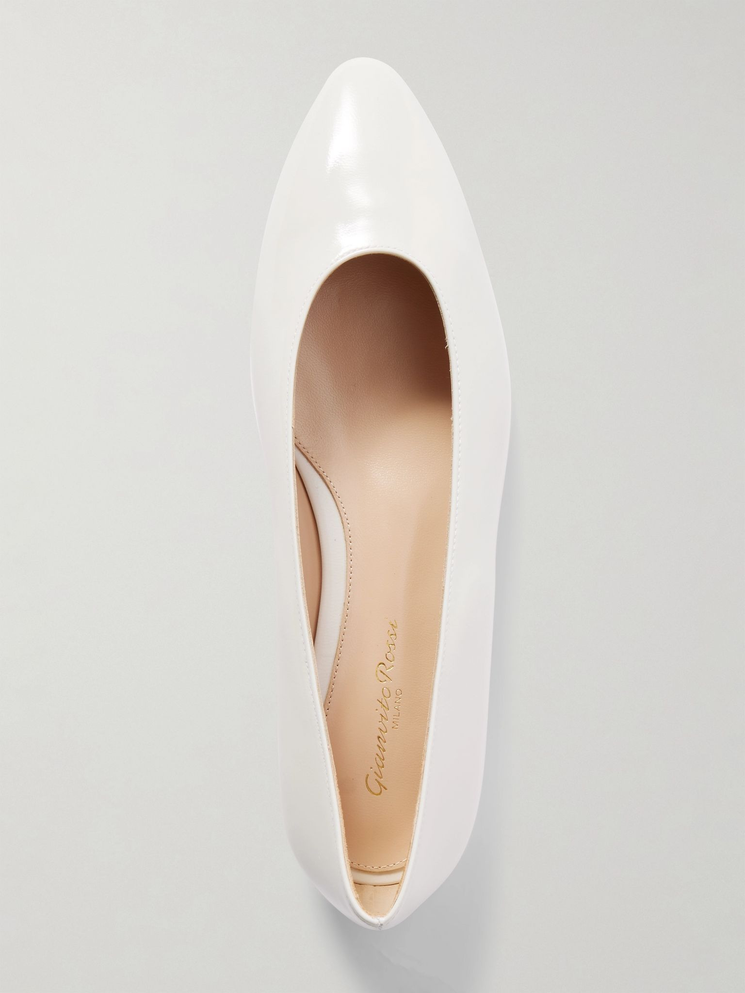 Amelia glossed-leather ballet flats White - 5