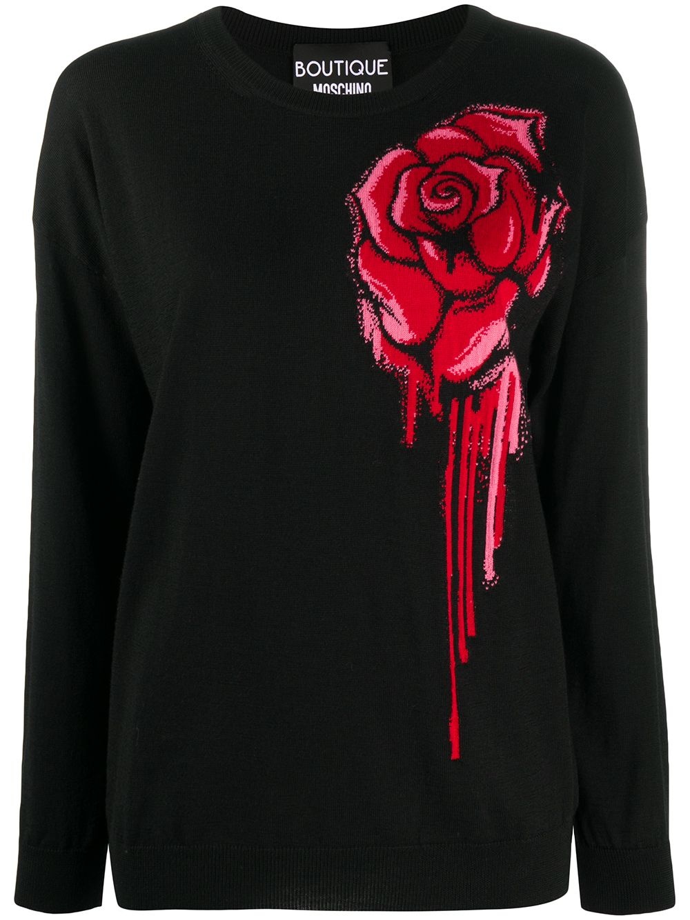 rose-print round-neck jumper - 1