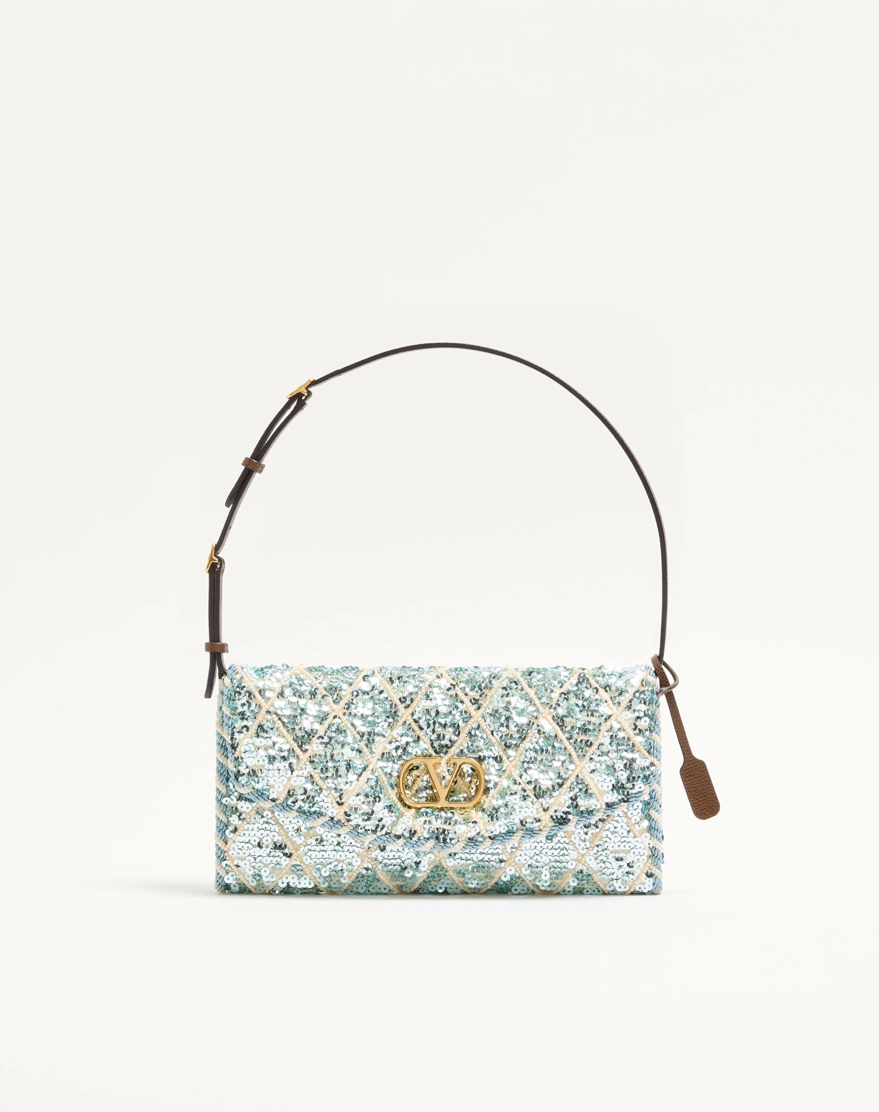 VALENTINO GARAVANI DEVAIN SMALL SHOULDER BAG WITH RHOMBELLE EMBROIDERY - 1