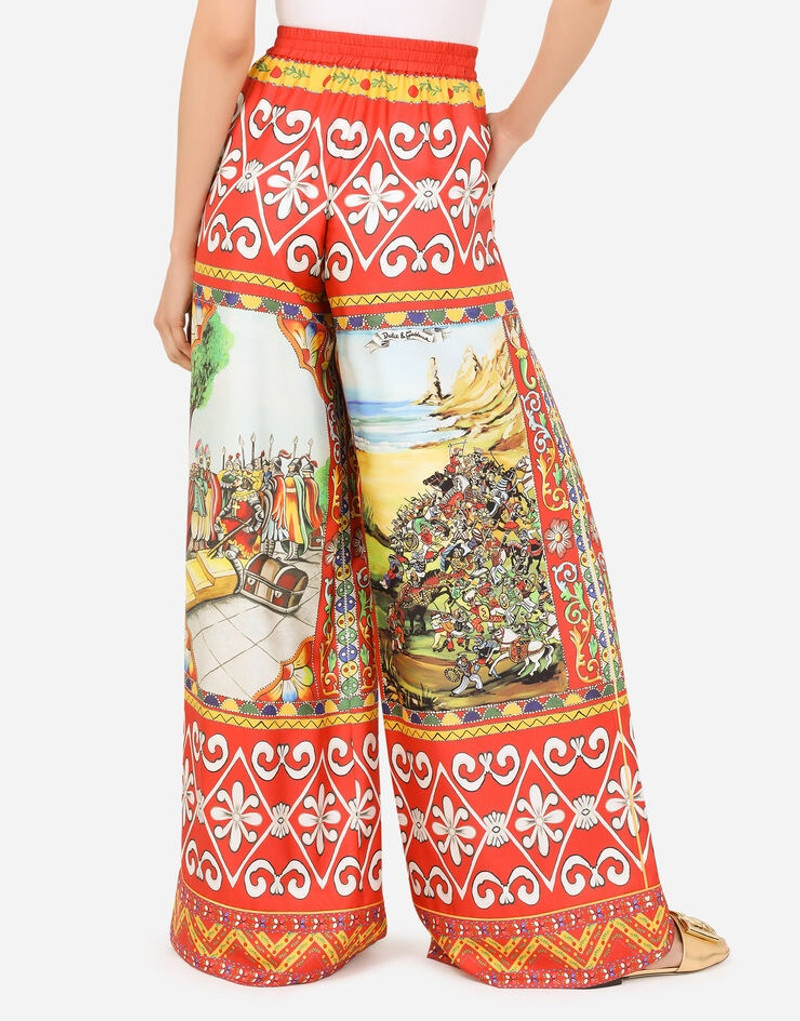 Carretto-print silk pants 5