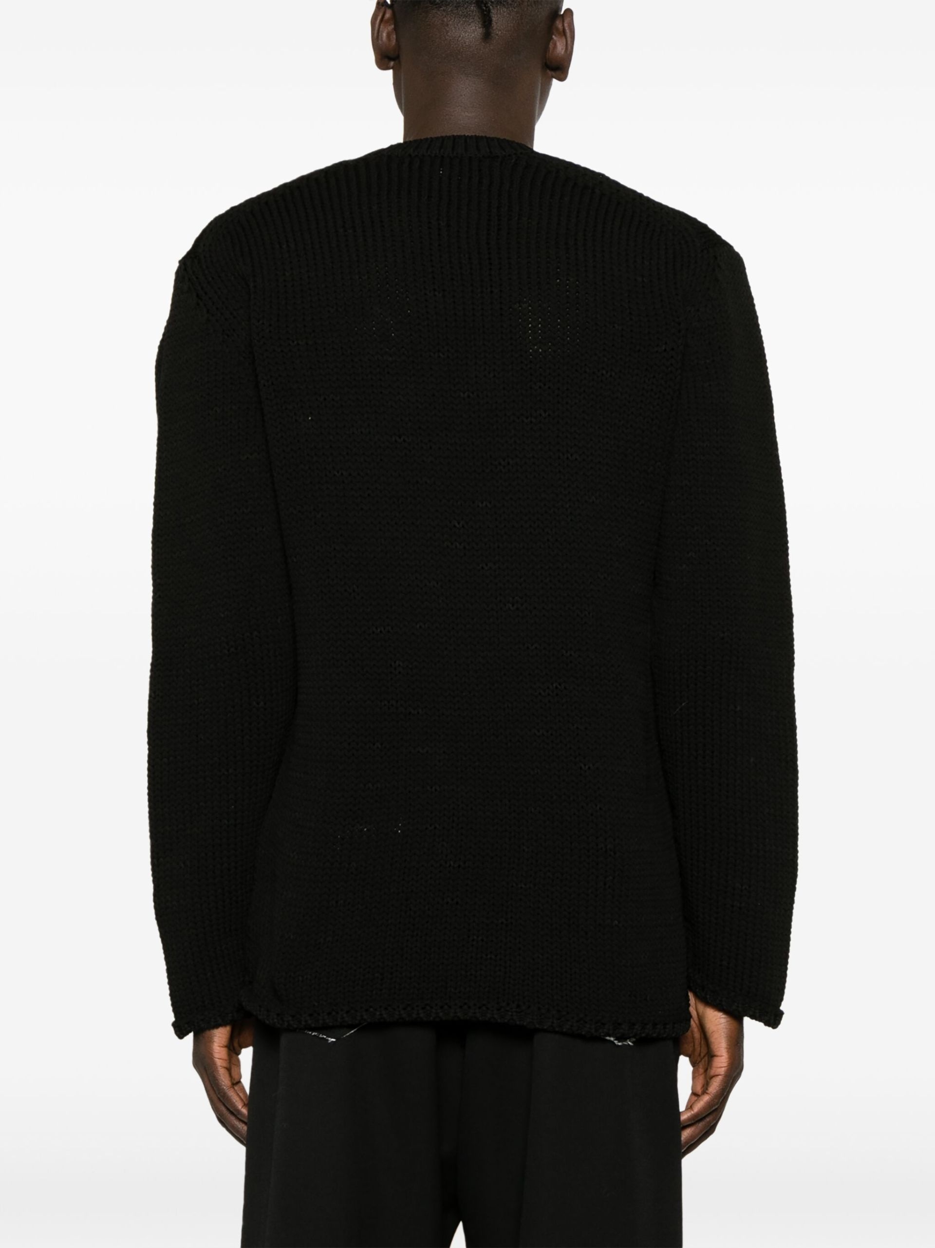 Black Cable-Knit Crew-Neck Sweater - 4