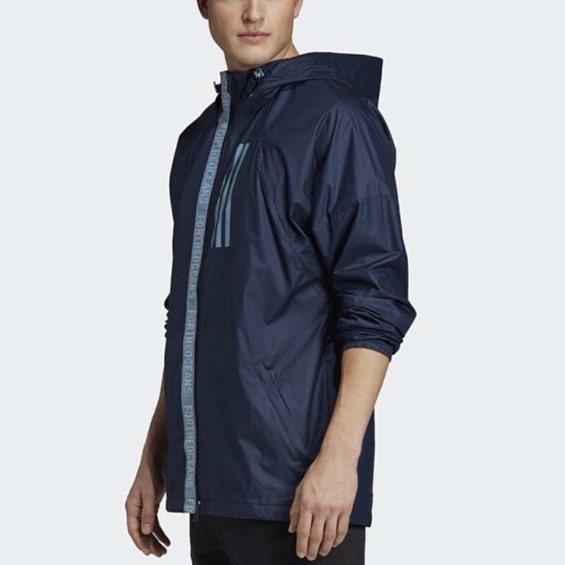 adidas Casual Training Sports Windproof Hooded Jacket Navy Blue EB7600 - 6