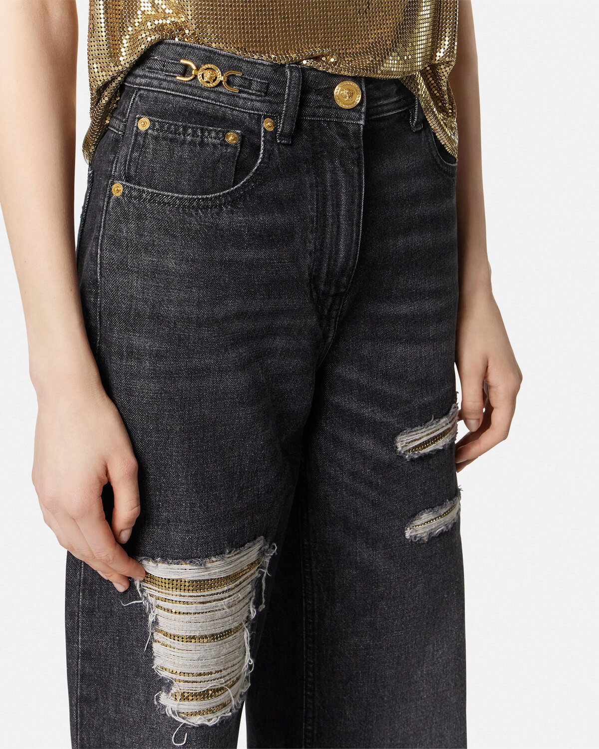 Metal Mesh Regular-Fit Jeans - 3