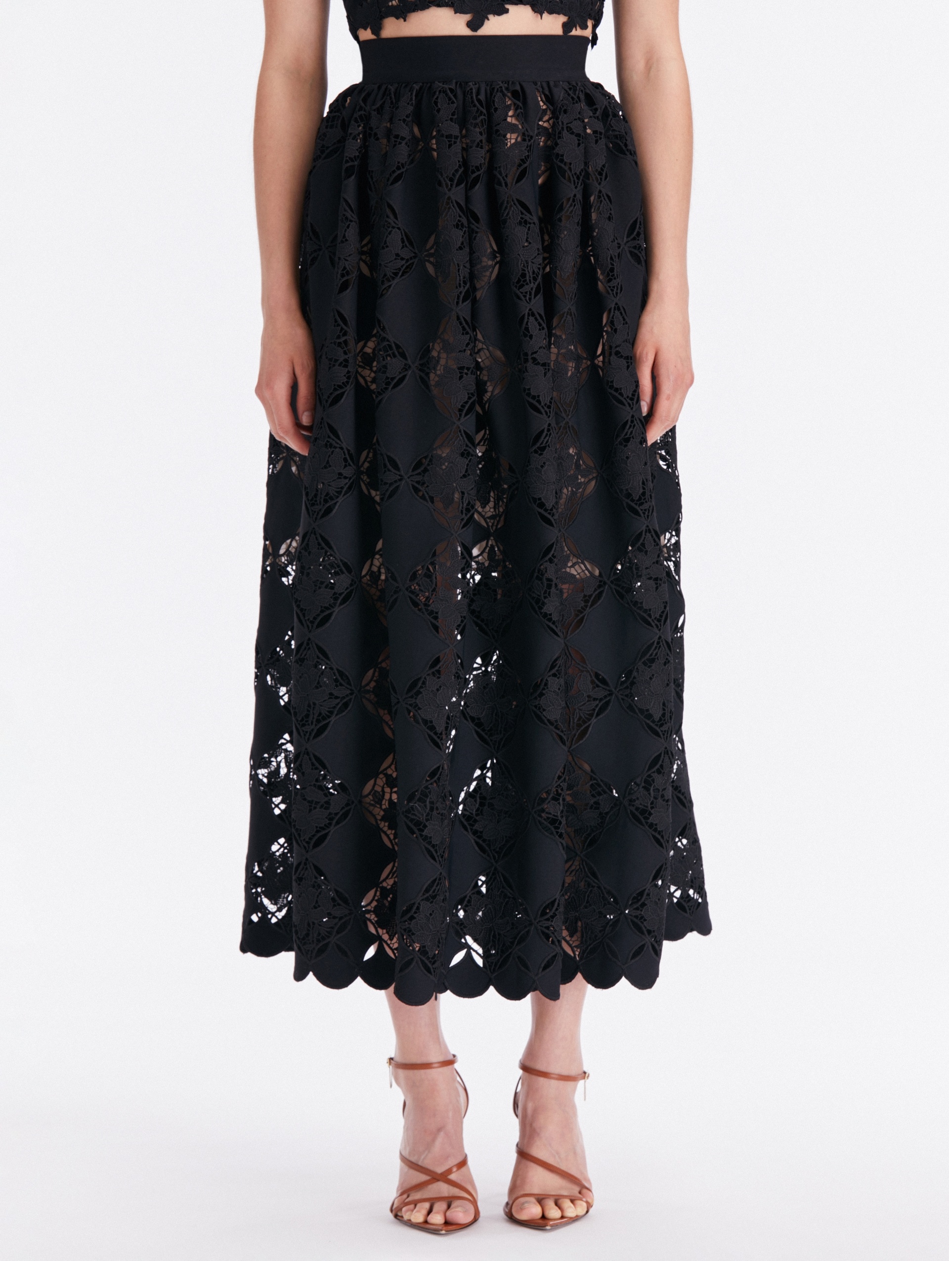 GARDENIA GUIPURE EYELET SKIRT - 2