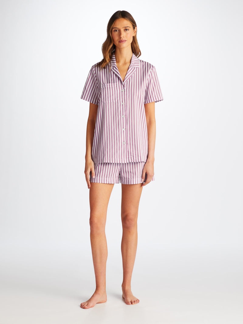 Women's Short Pajamas Capri 23 Cotton Batiste Purple - 3