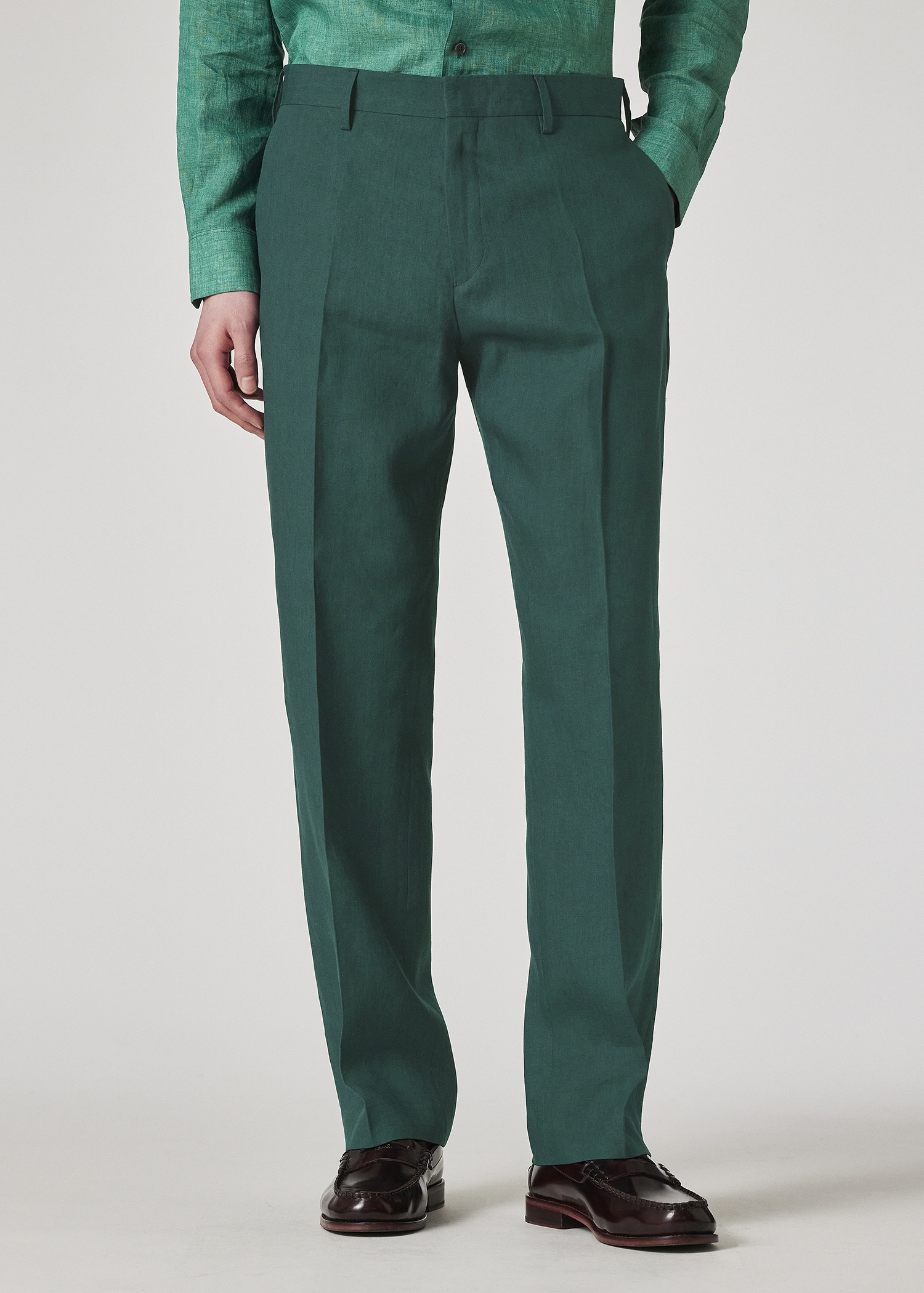 Dark Green Linen Double Breasted Suit - 9